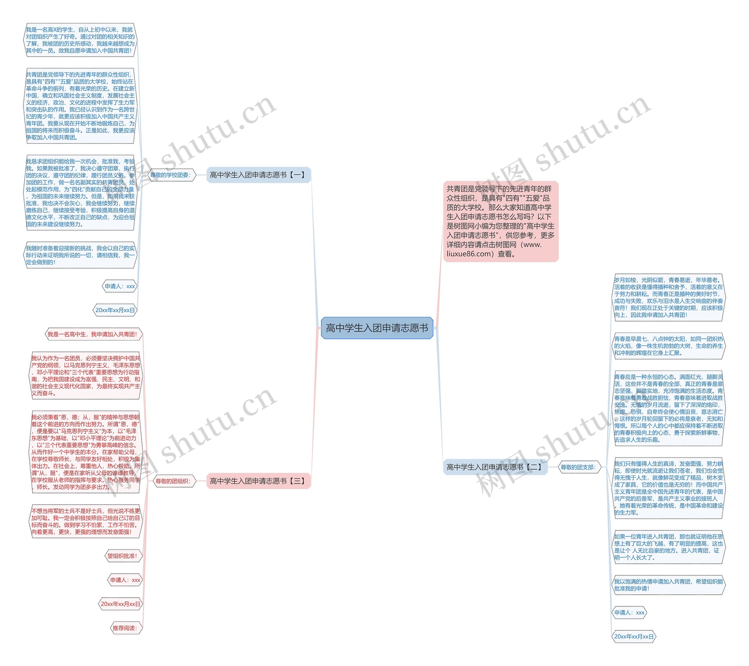 高中学生入团申请志愿书思维导图