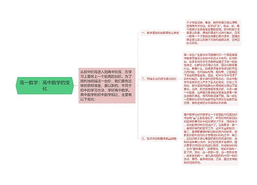 高一数学：高中数学的变化