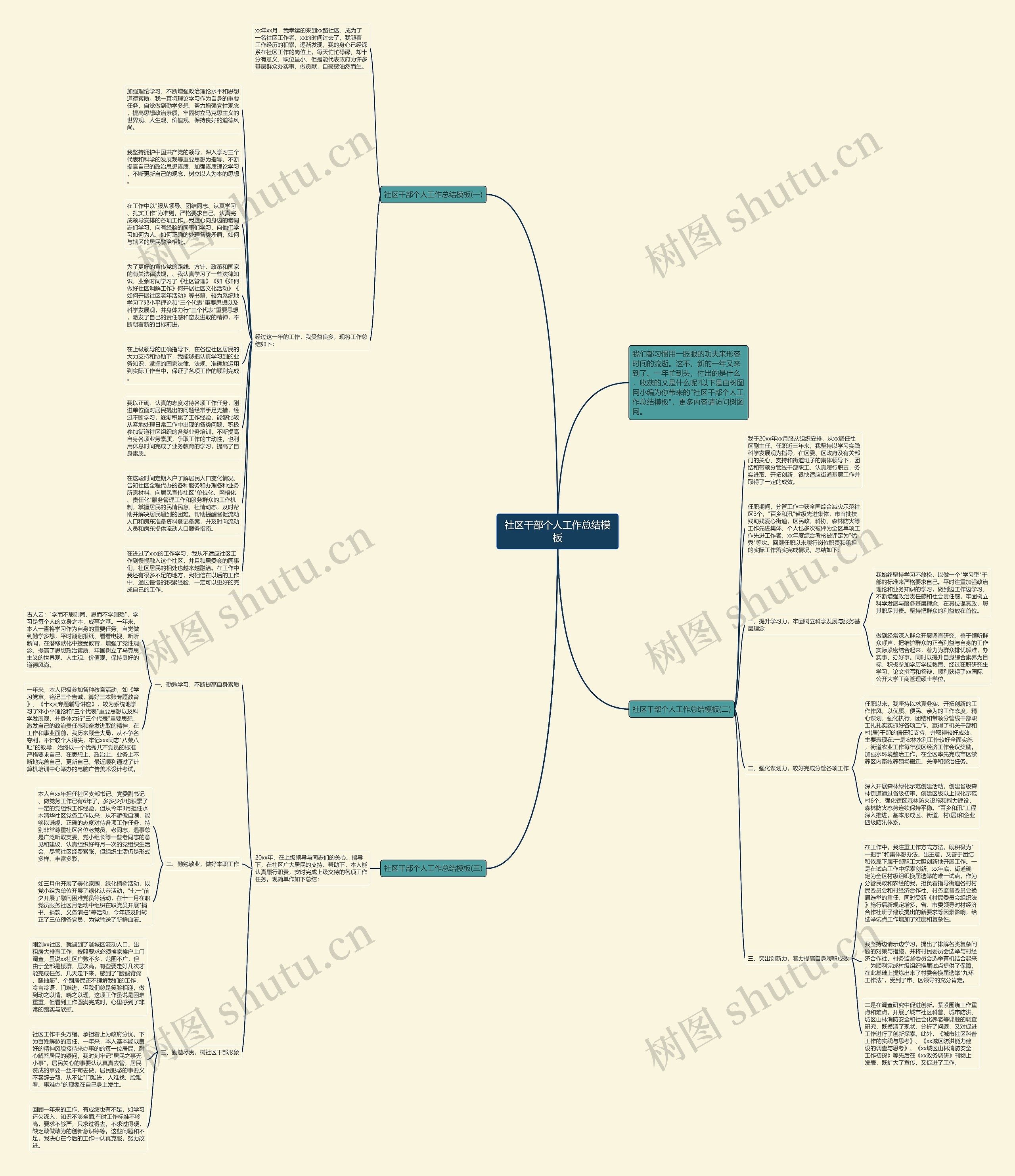 社区干部个人工作总结思维导图