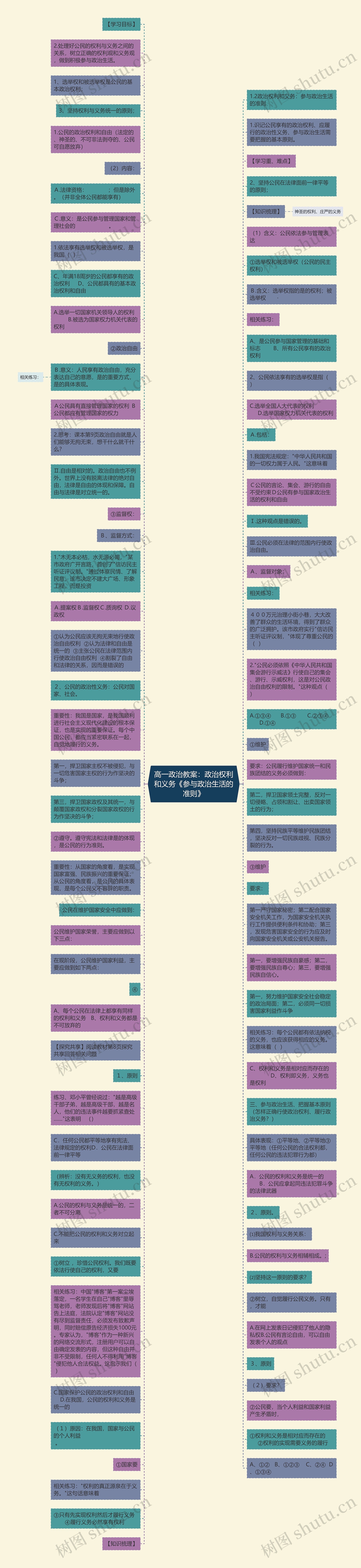 高一政治教案：政治权利和义务《参与政治生活的准则》思维导图