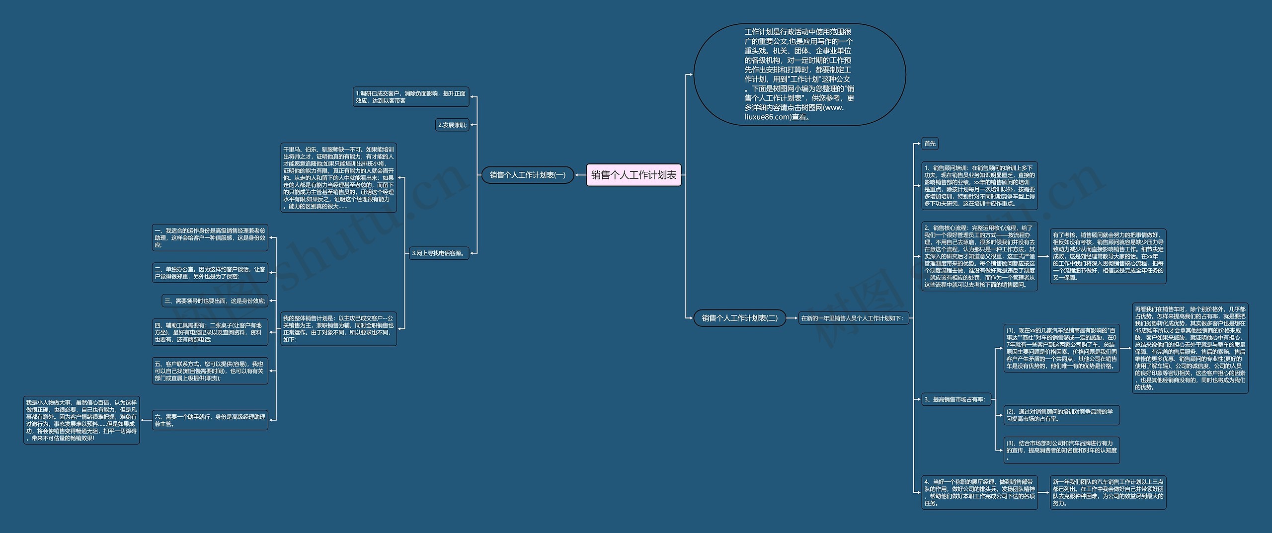 销售个人工作计划表思维导图