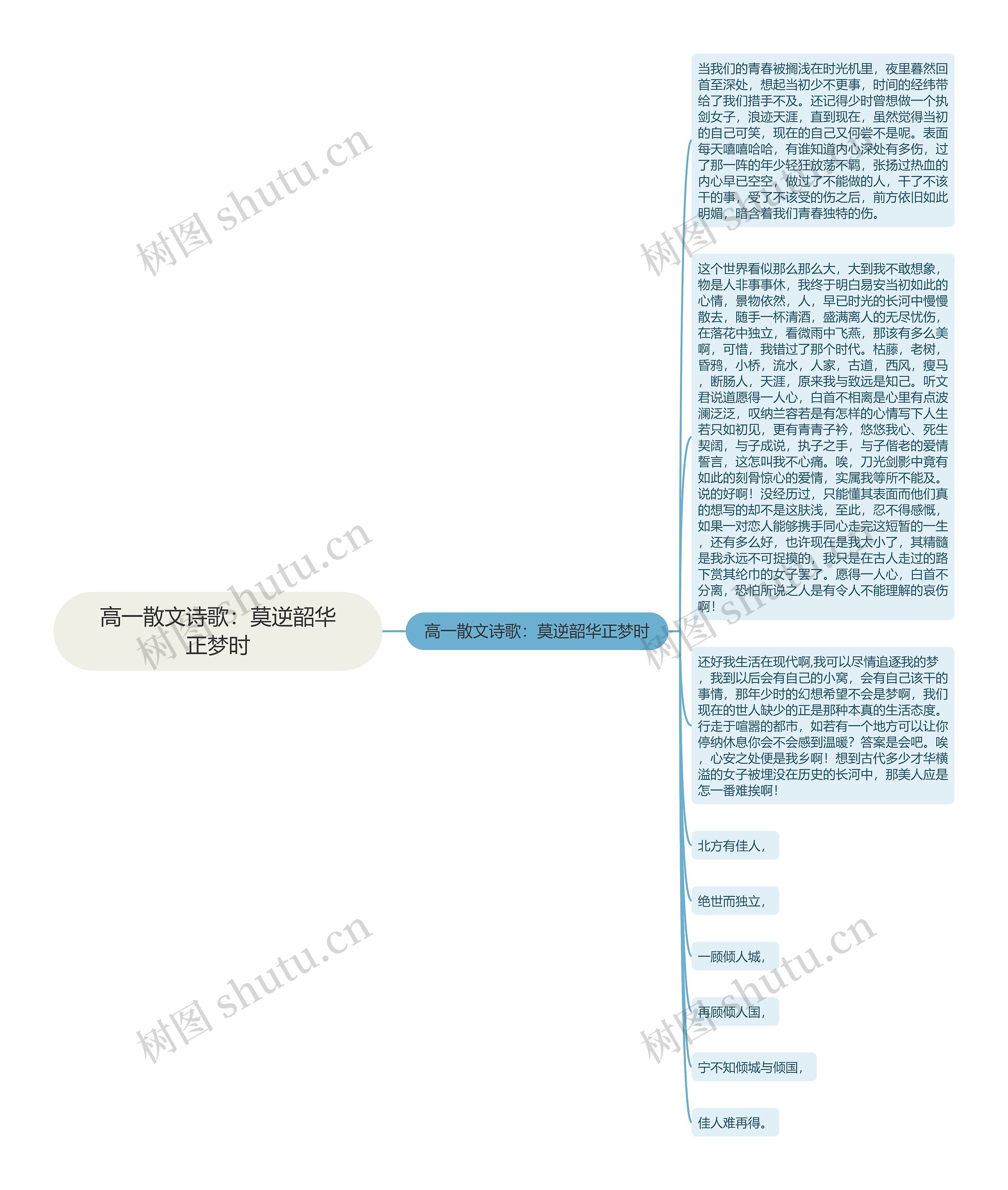 高一散文诗歌：莫逆韶华正梦时思维导图
