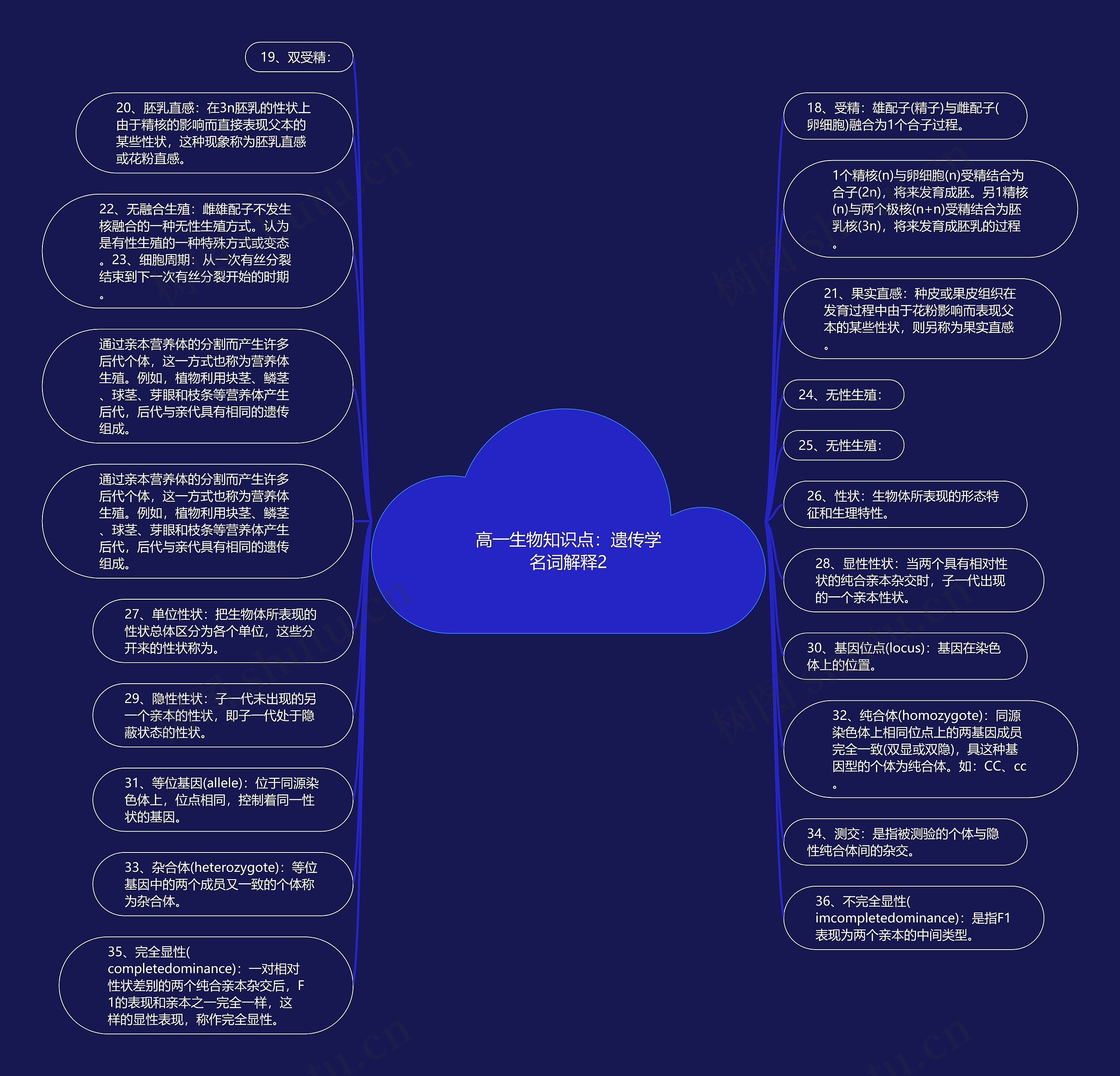 高一生物知识点：遗传学名词解释2思维导图