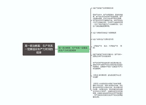 高一政治教案：生产关系一定要适应生产力状况的规律