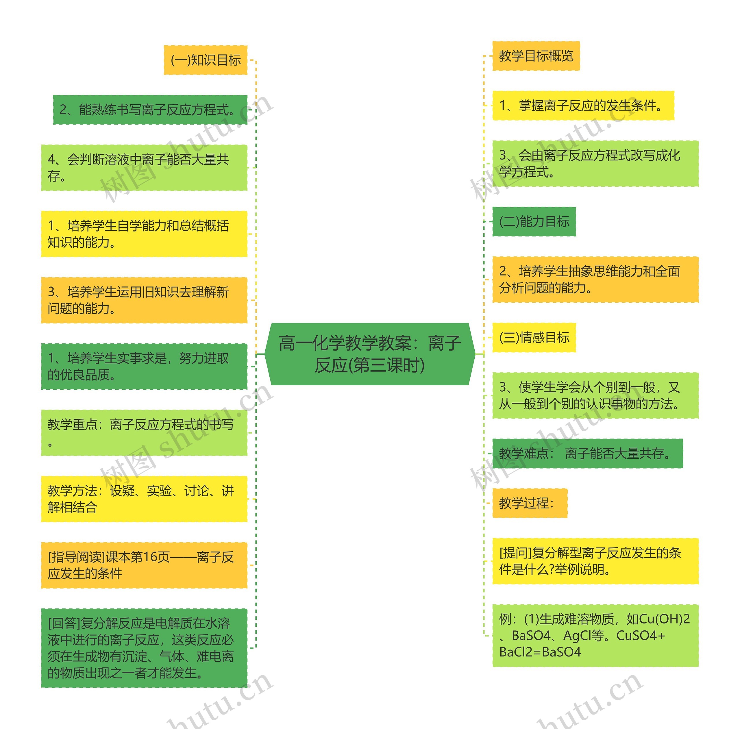 高一化学教学教案：离子反应(第三课时)思维导图