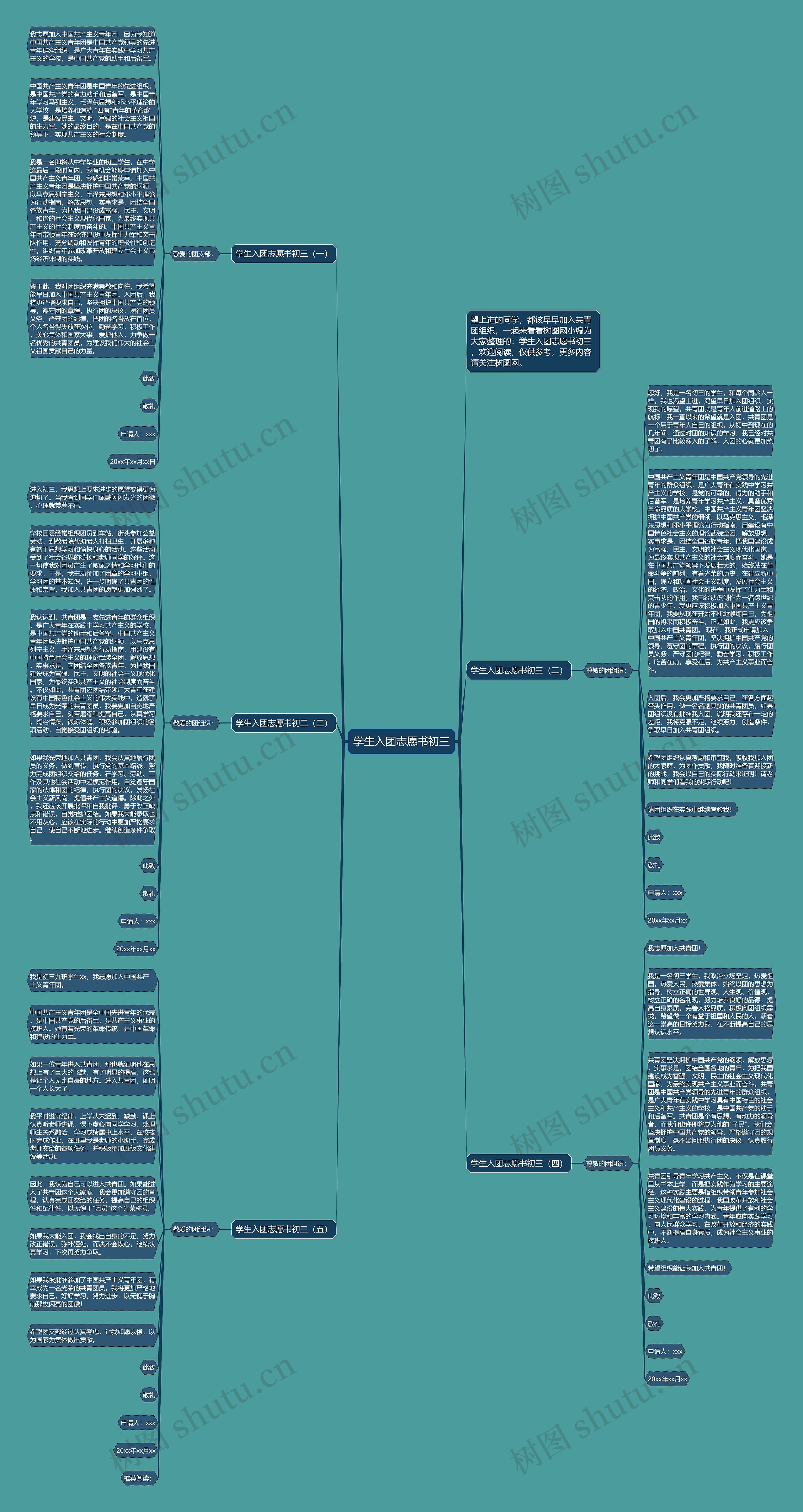 学生入团志愿书初三思维导图
