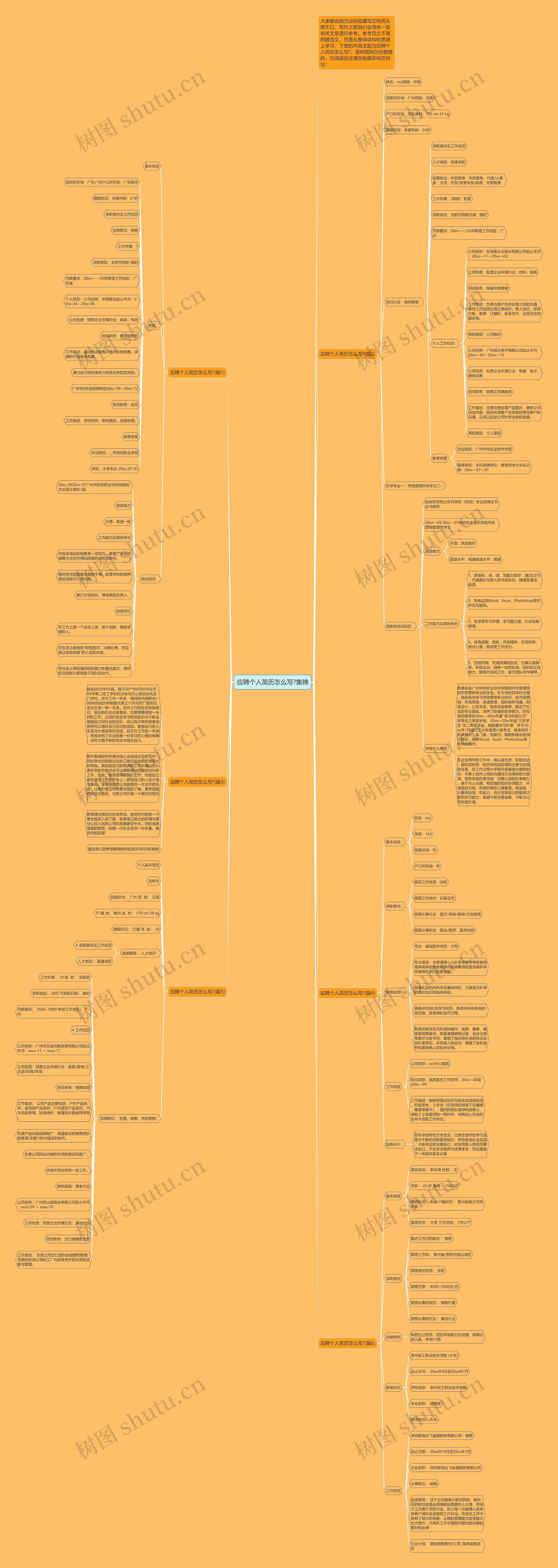 应聘个人简历怎么写?集锦思维导图