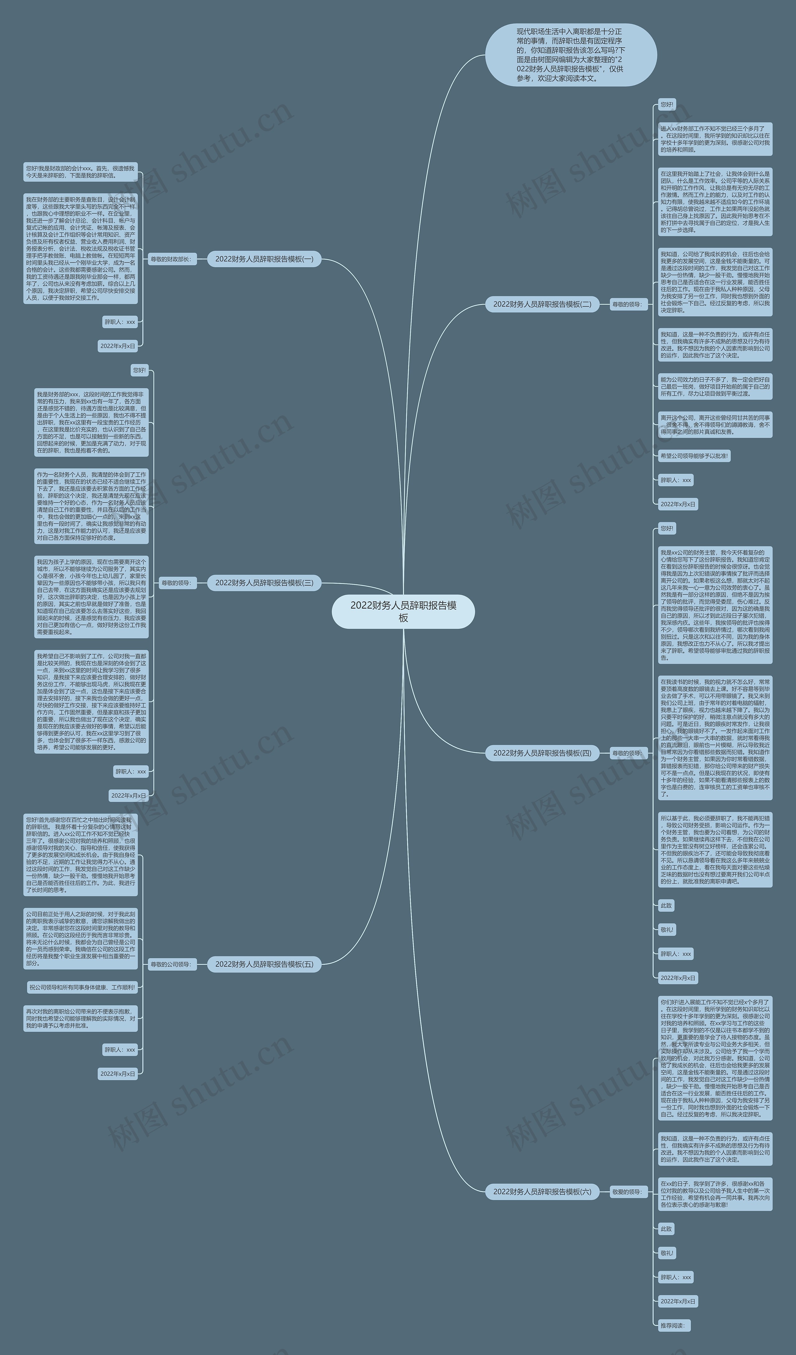 2022财务人员辞职报告思维导图