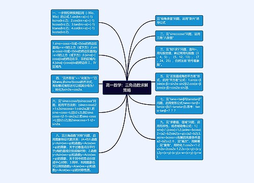 高一数学：三角函数求解策略