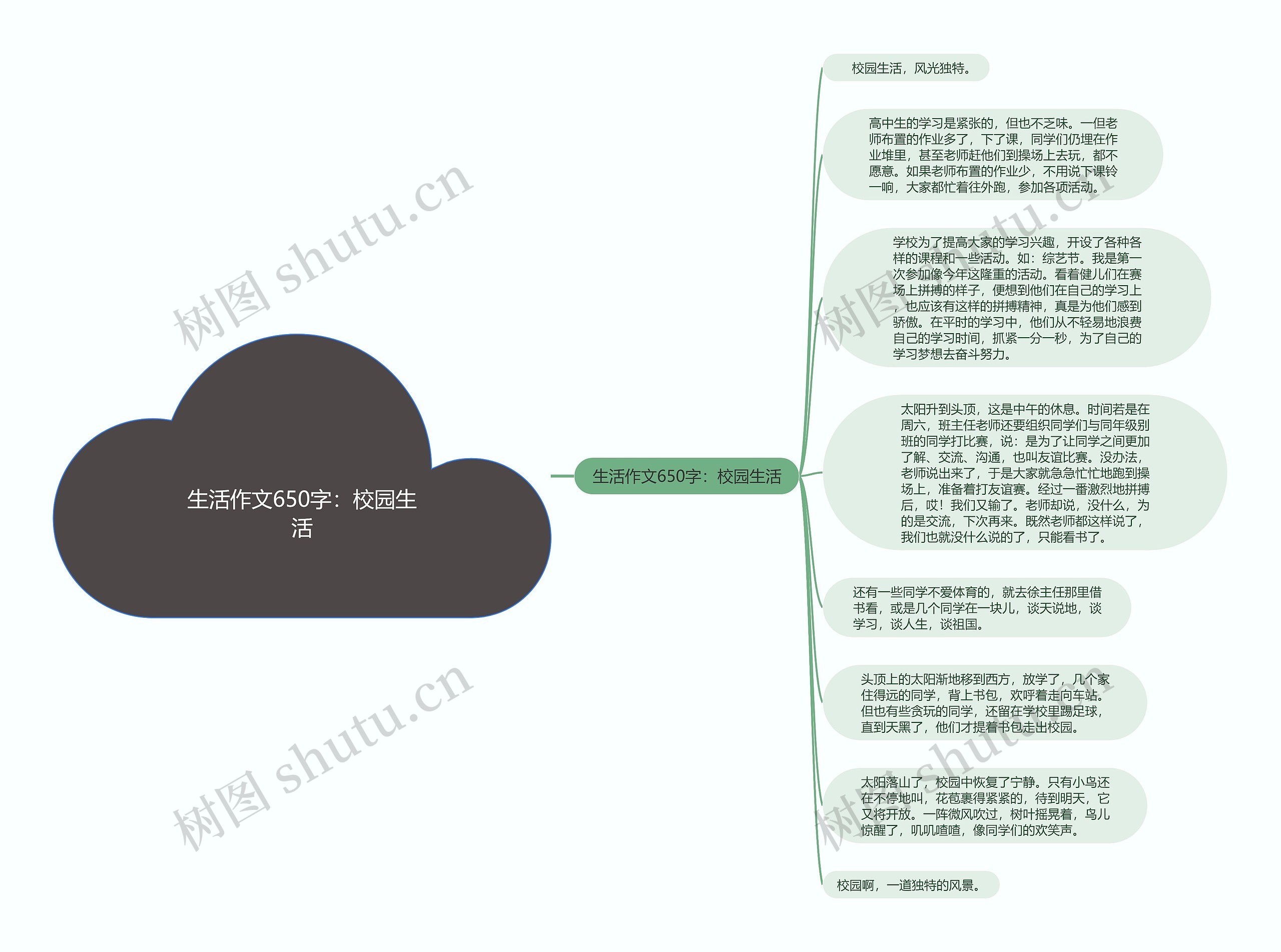 生活作文650字：校园生活思维导图