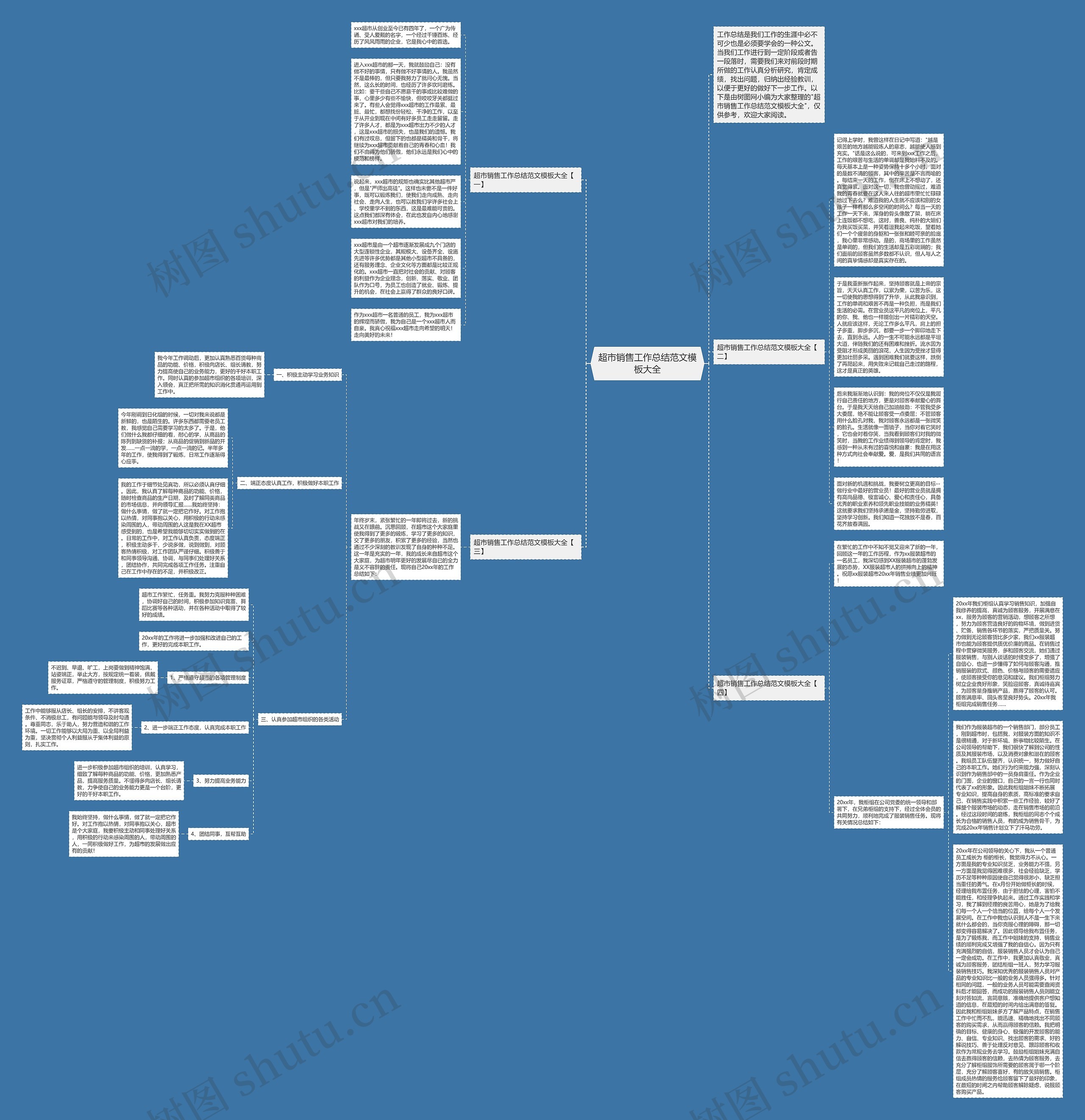 超市销售工作总结范文大全思维导图