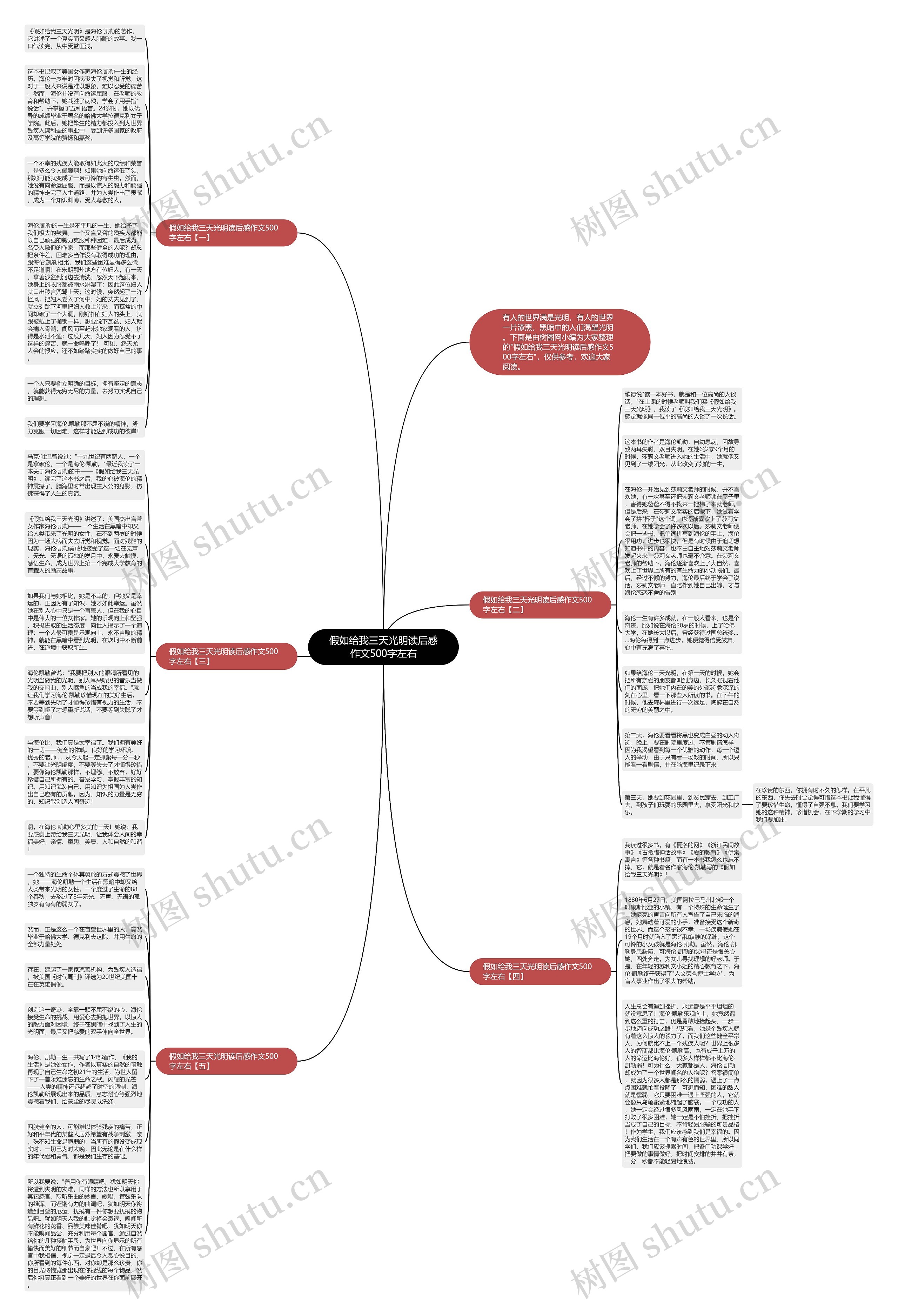 假如给我三天光明读后感作文500字左右思维导图
