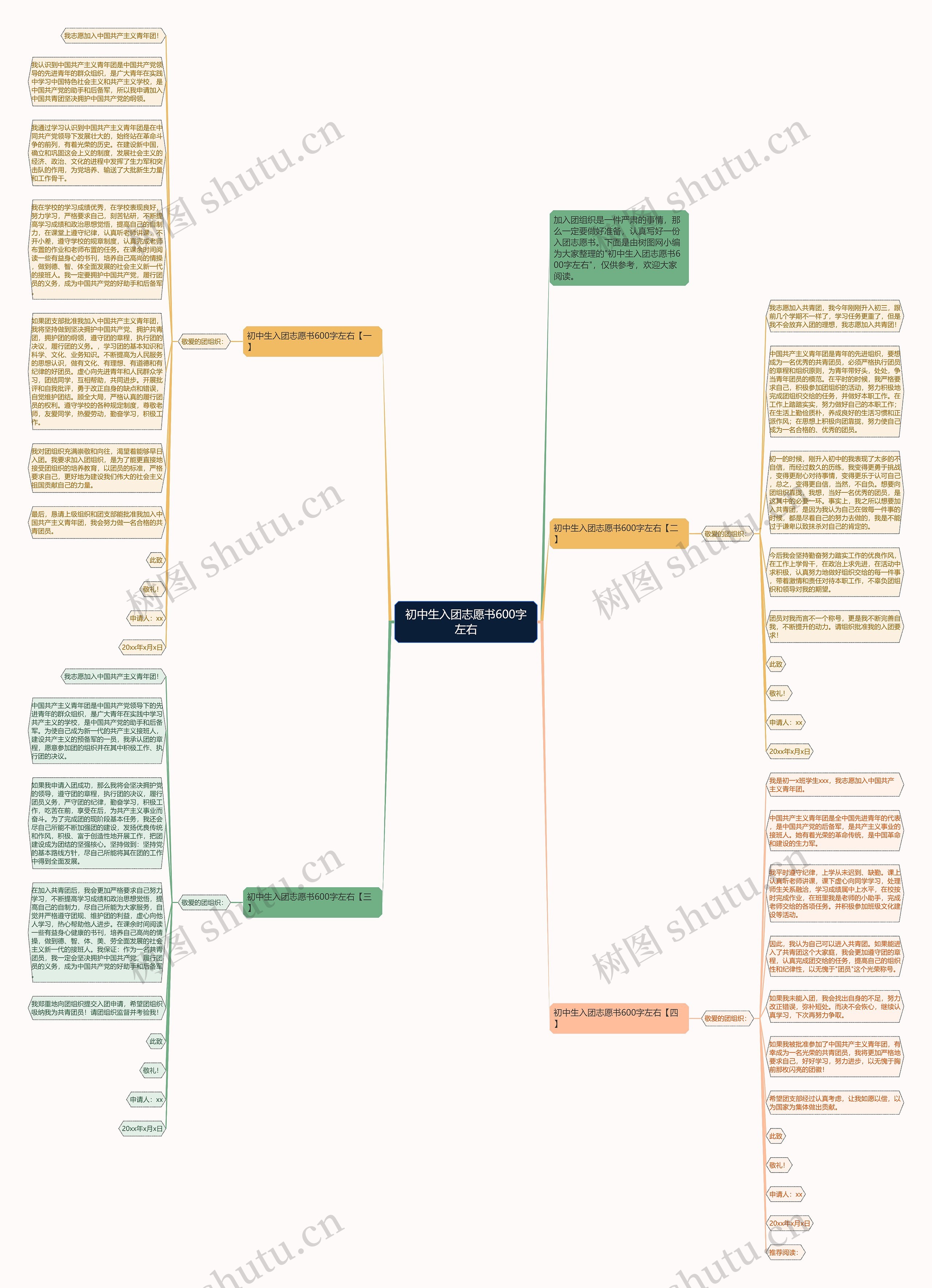 初中生入团志愿书600字左右思维导图