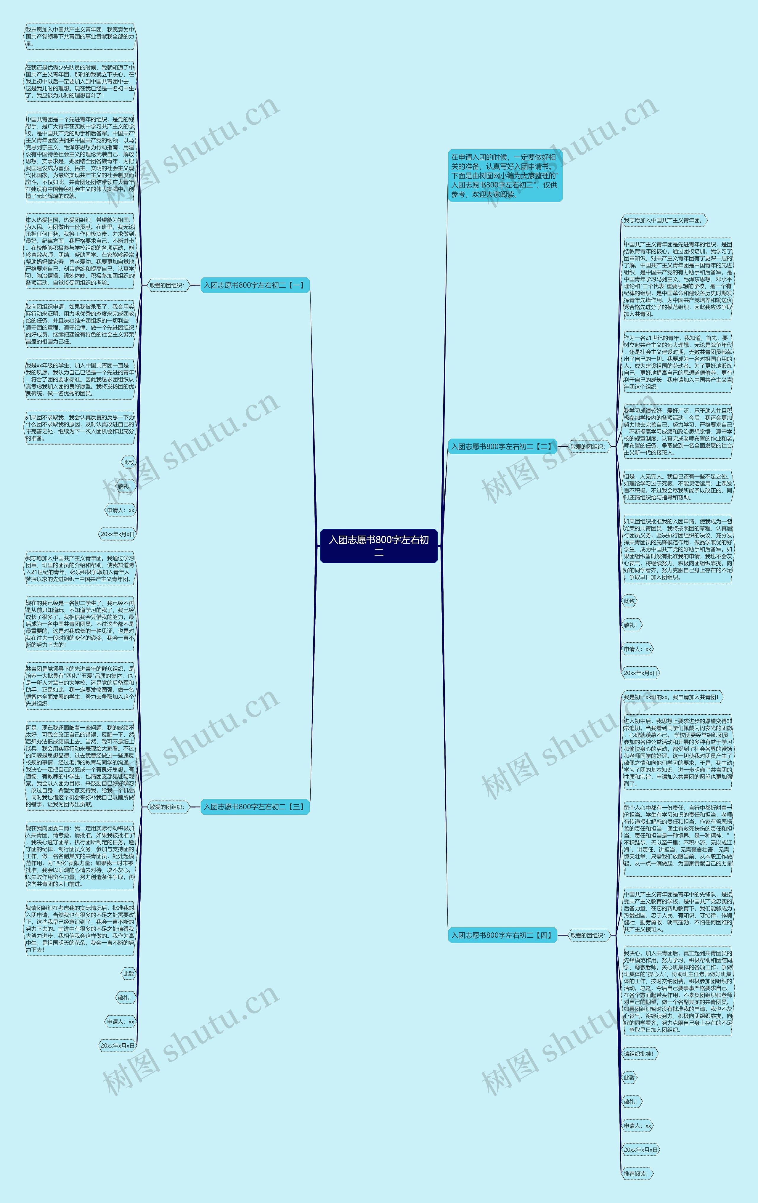 入团志愿书800字左右初二思维导图