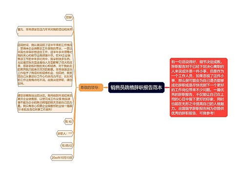 销售员跳槽辞职报告范本