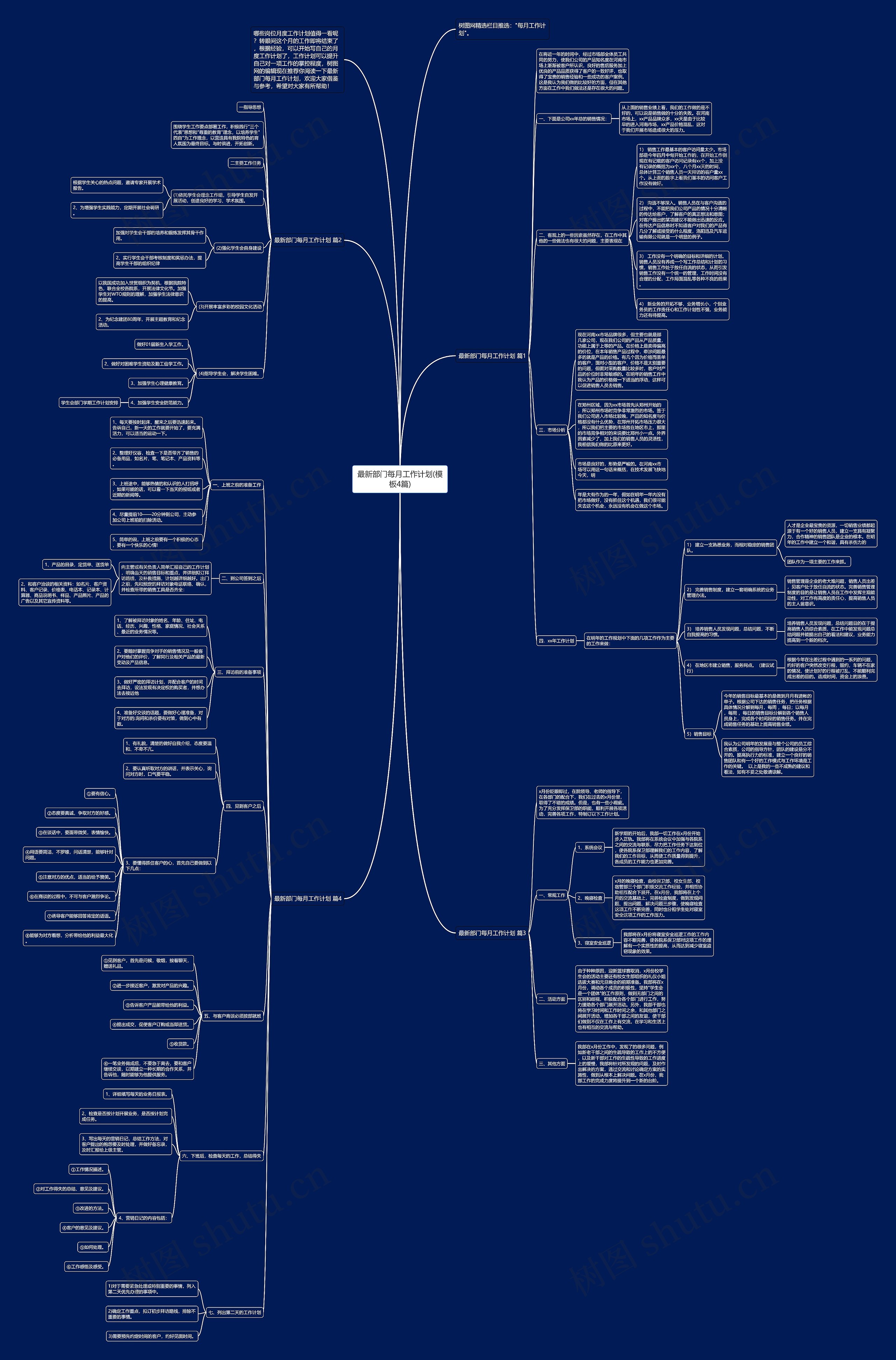 最新部门每月工作计划(4篇)思维导图