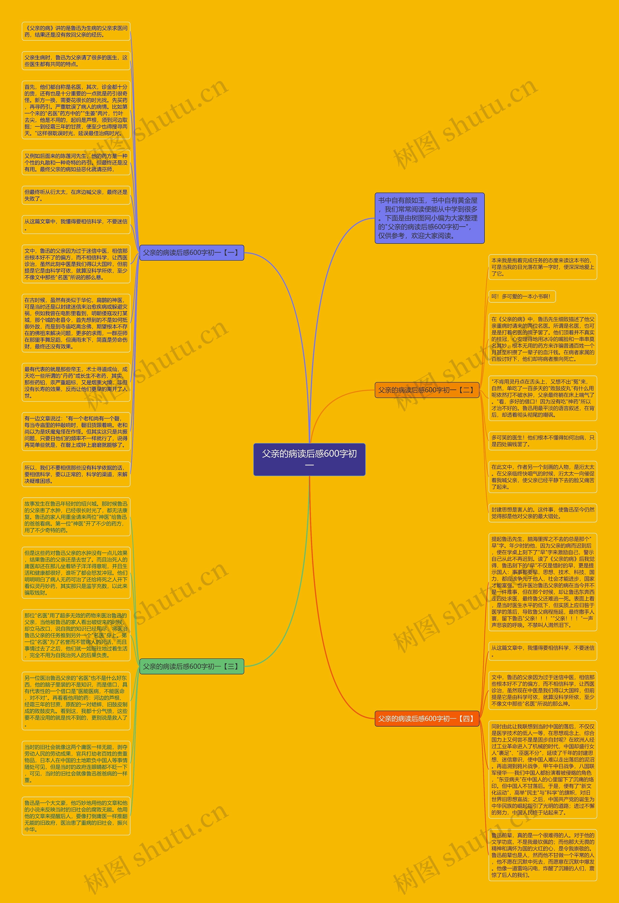 父亲的病读后感600字初一思维导图