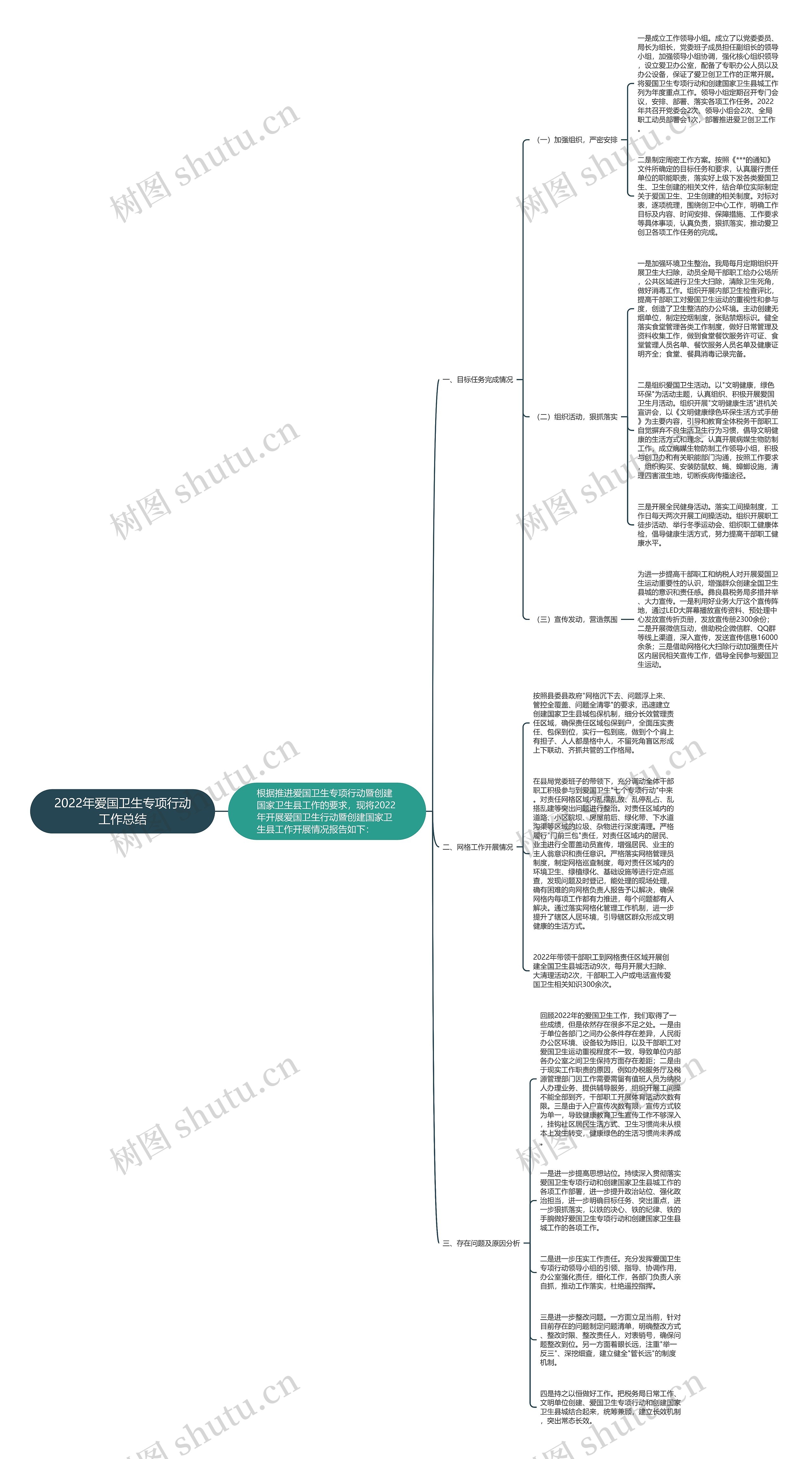 2022年爱国卫生专项行动工作总结思维导图