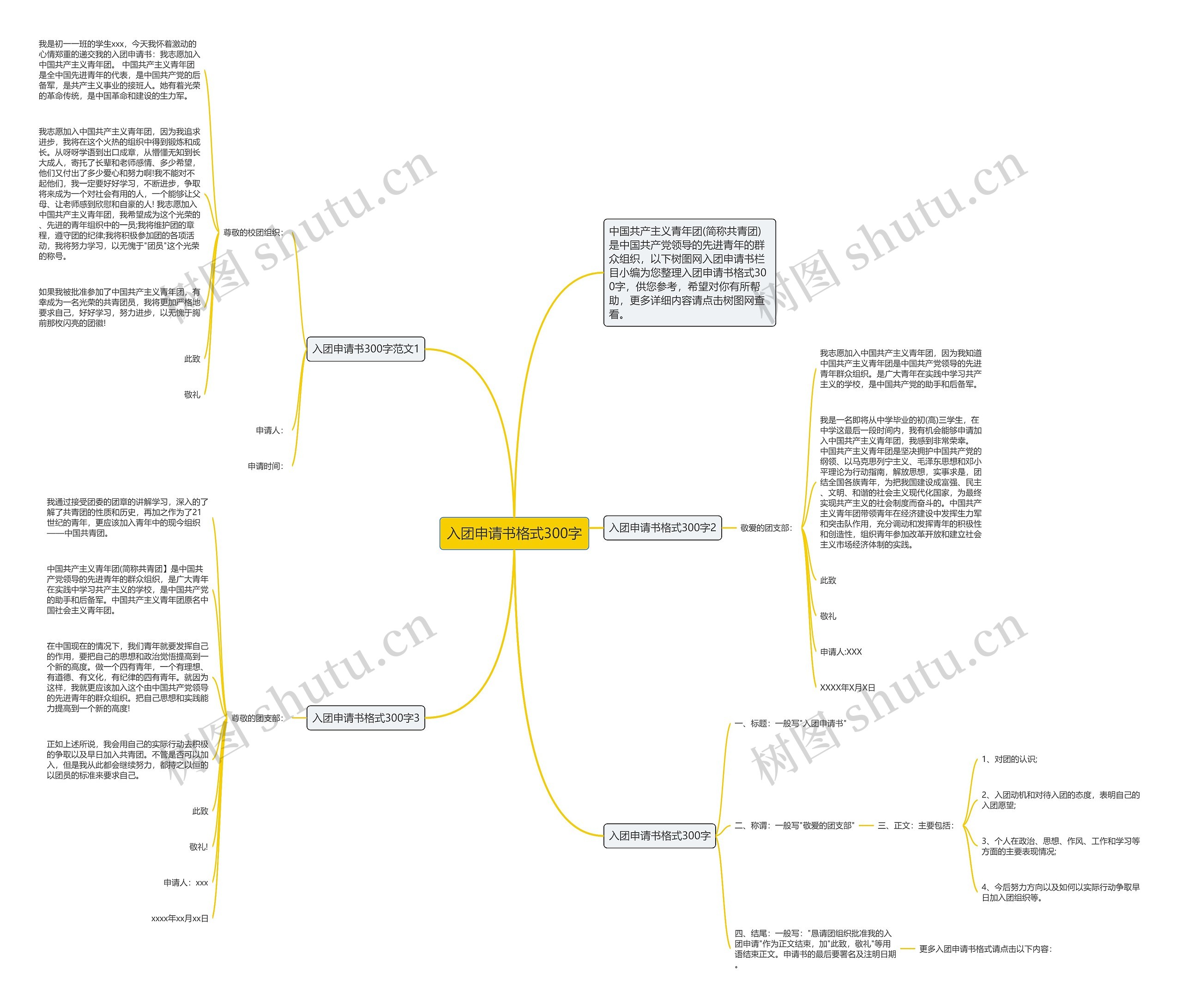入团申请书格式300字思维导图