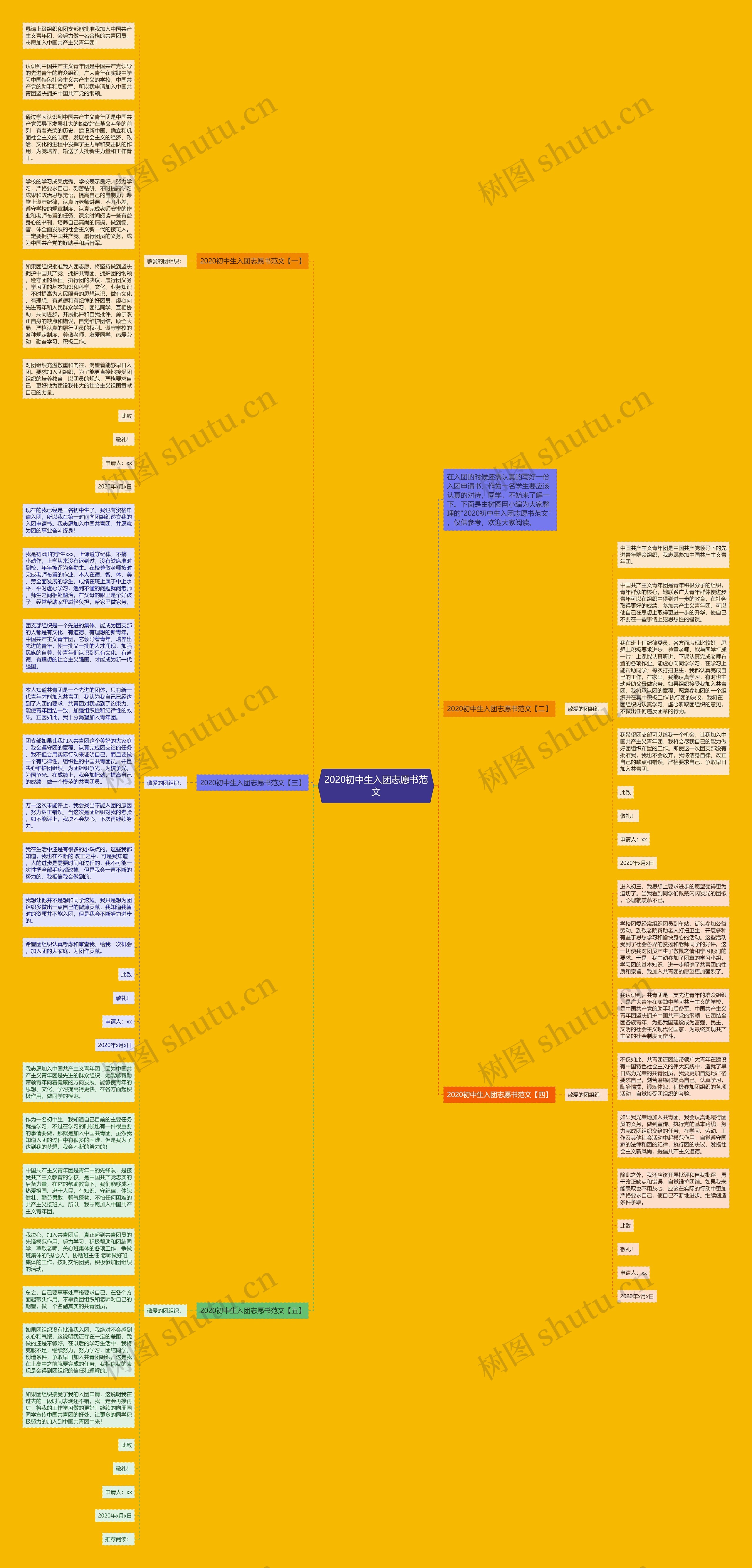 2020初中生入团志愿书范文思维导图