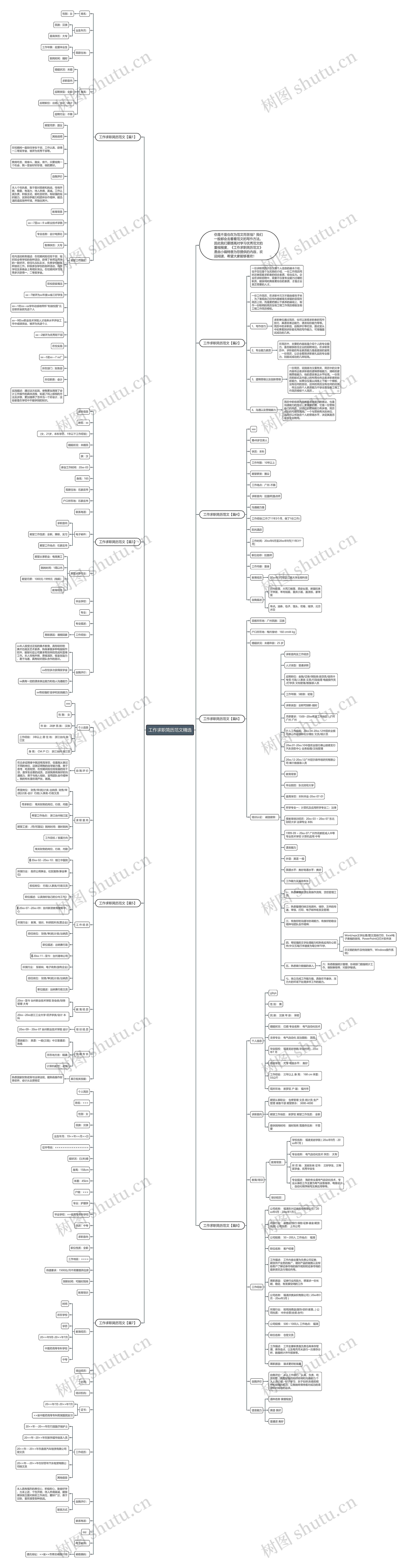 工作求职简历范文精选思维导图