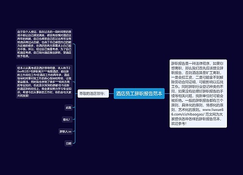 酒店员工辞职报告范本