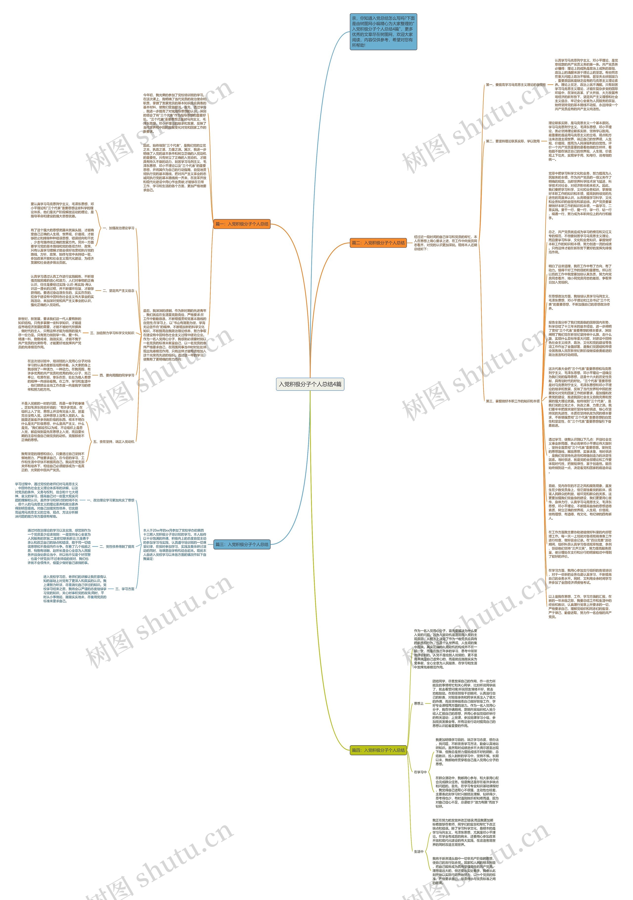 入党积极分子个人总结4篇思维导图