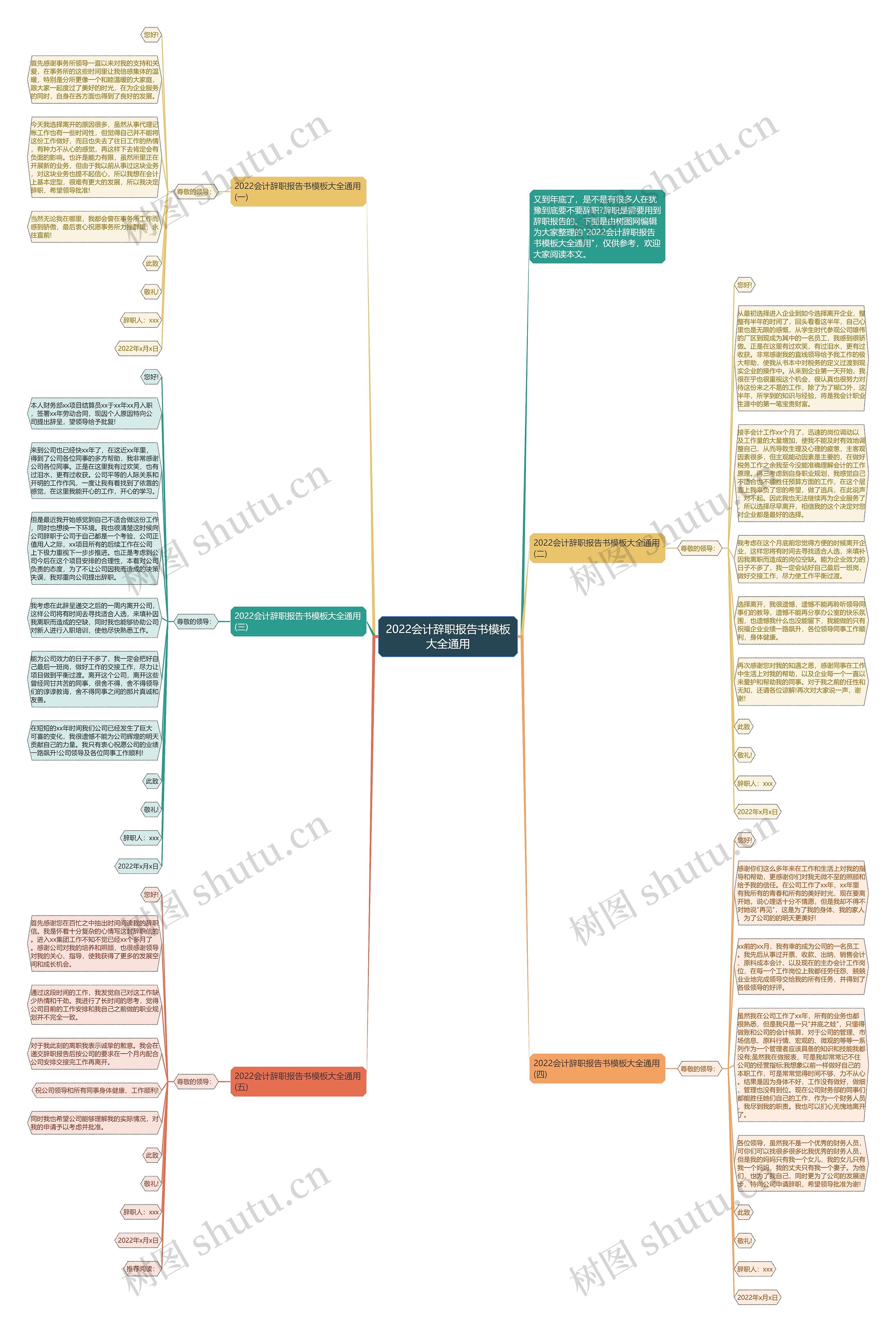 2022会计辞职报告书大全通用思维导图
