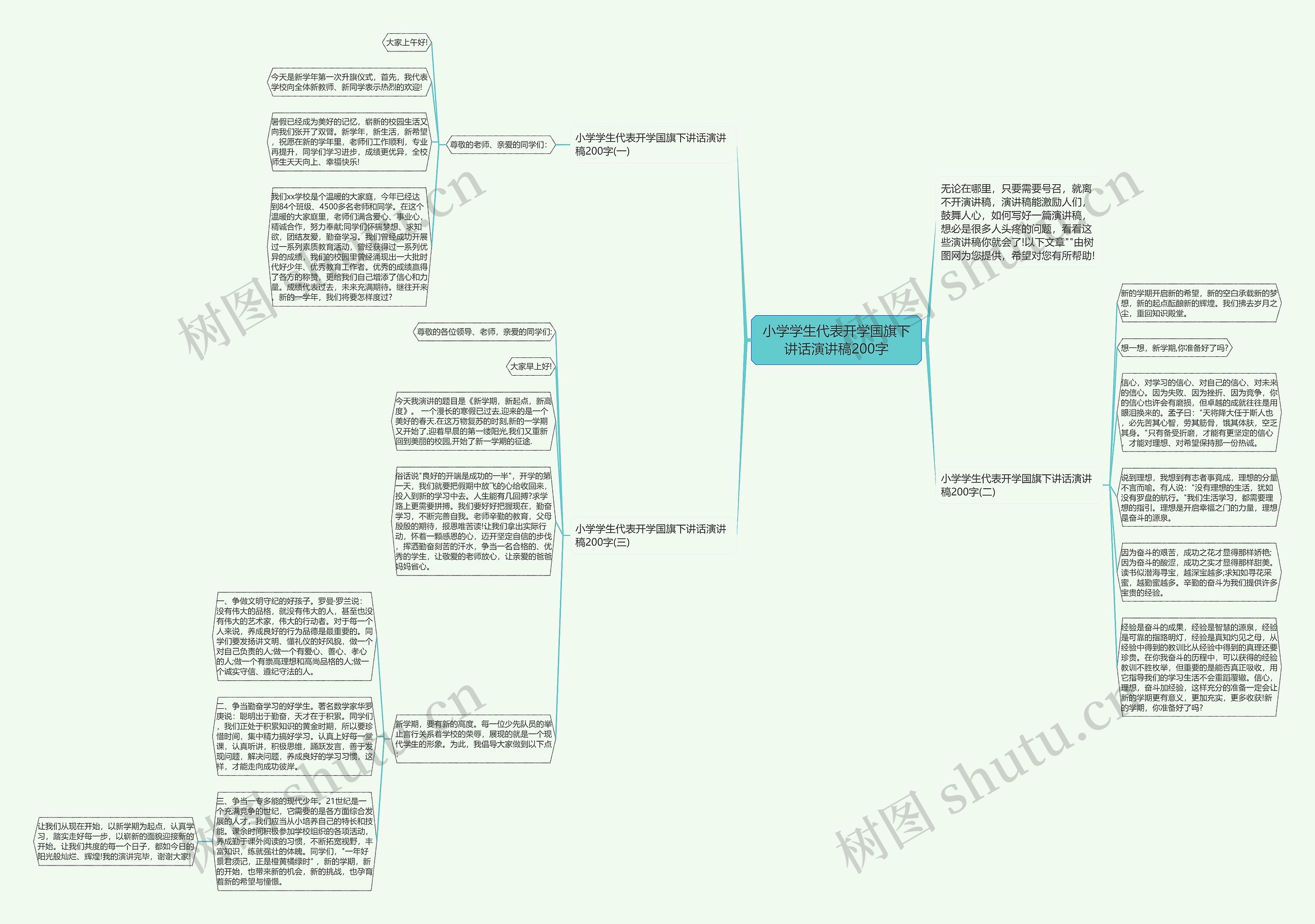 小学学生代表开学国旗下讲话演讲稿200字思维导图