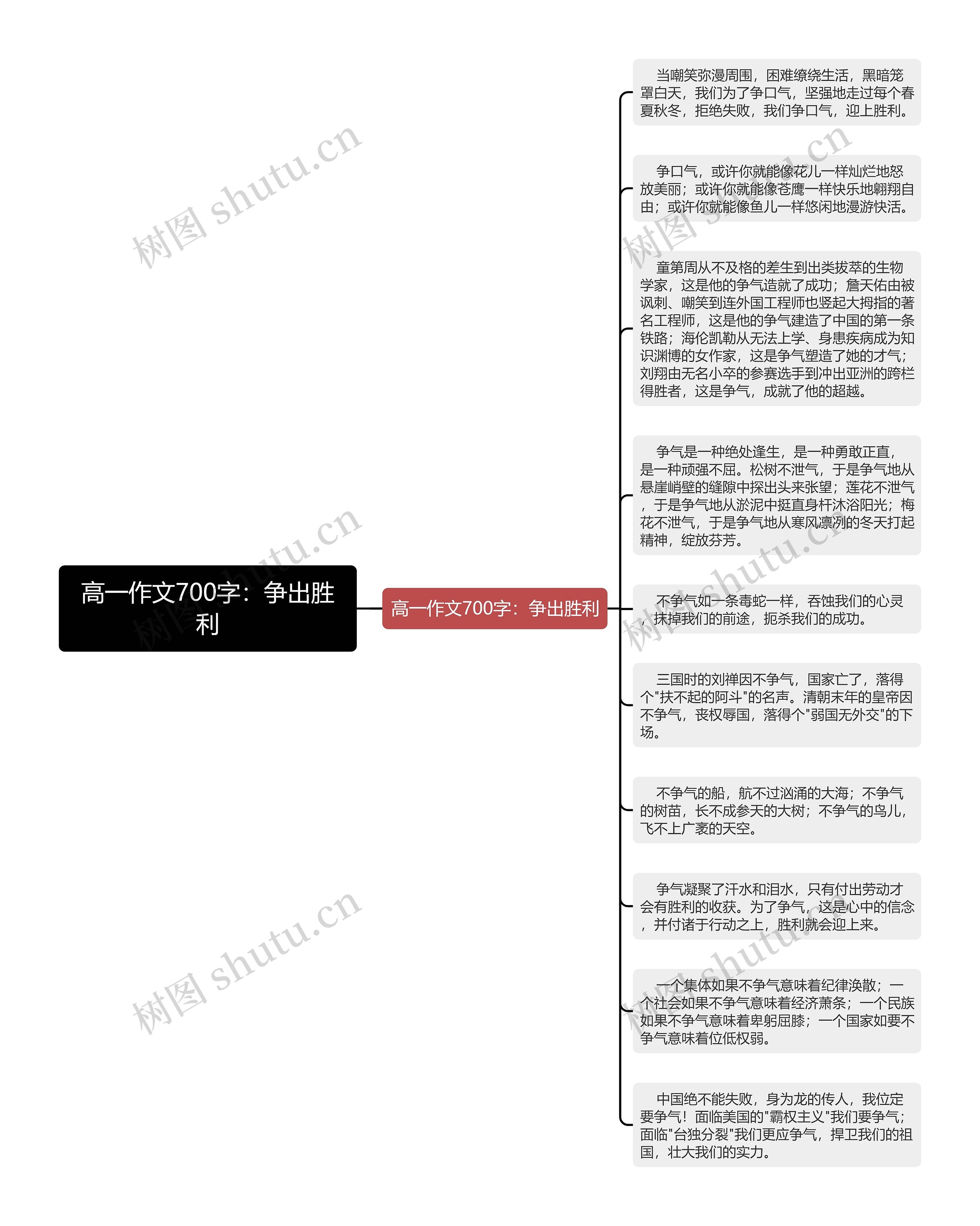 高一作文700字：争出胜利思维导图