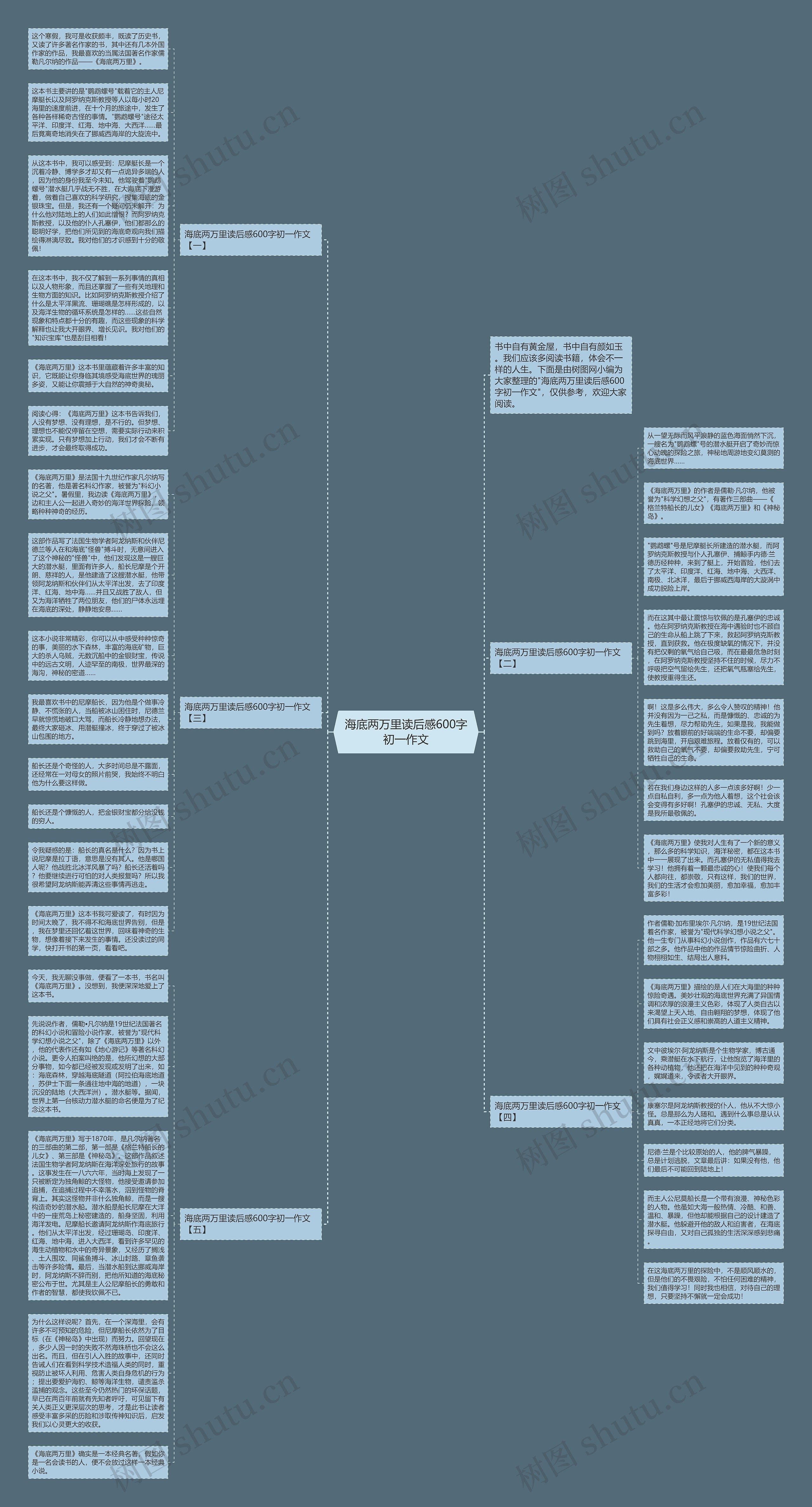 海底两万里读后感600字初一作文思维导图