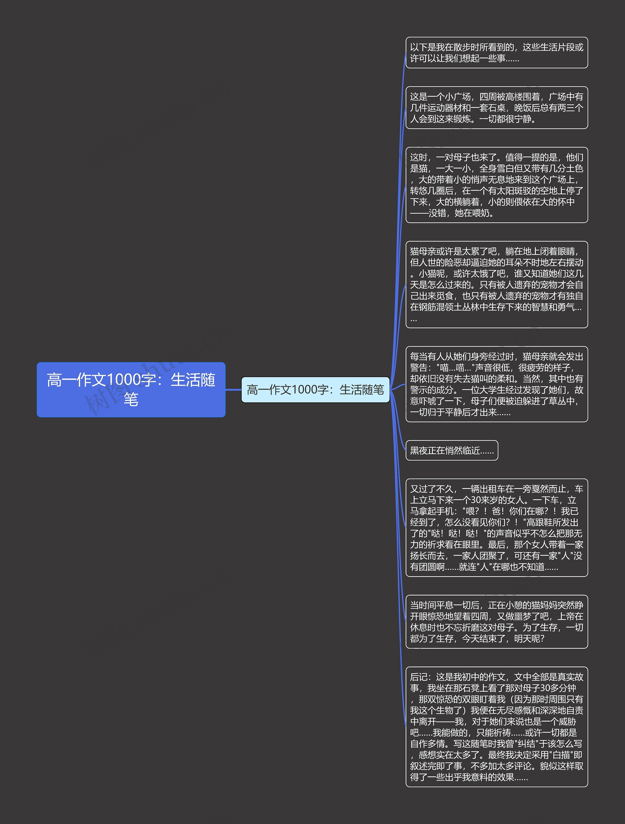 高一作文1000字：生活随笔思维导图