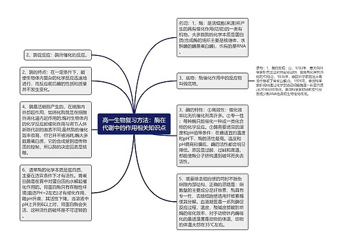 高一生物复习方法：酶在代谢中的作用相关知识点