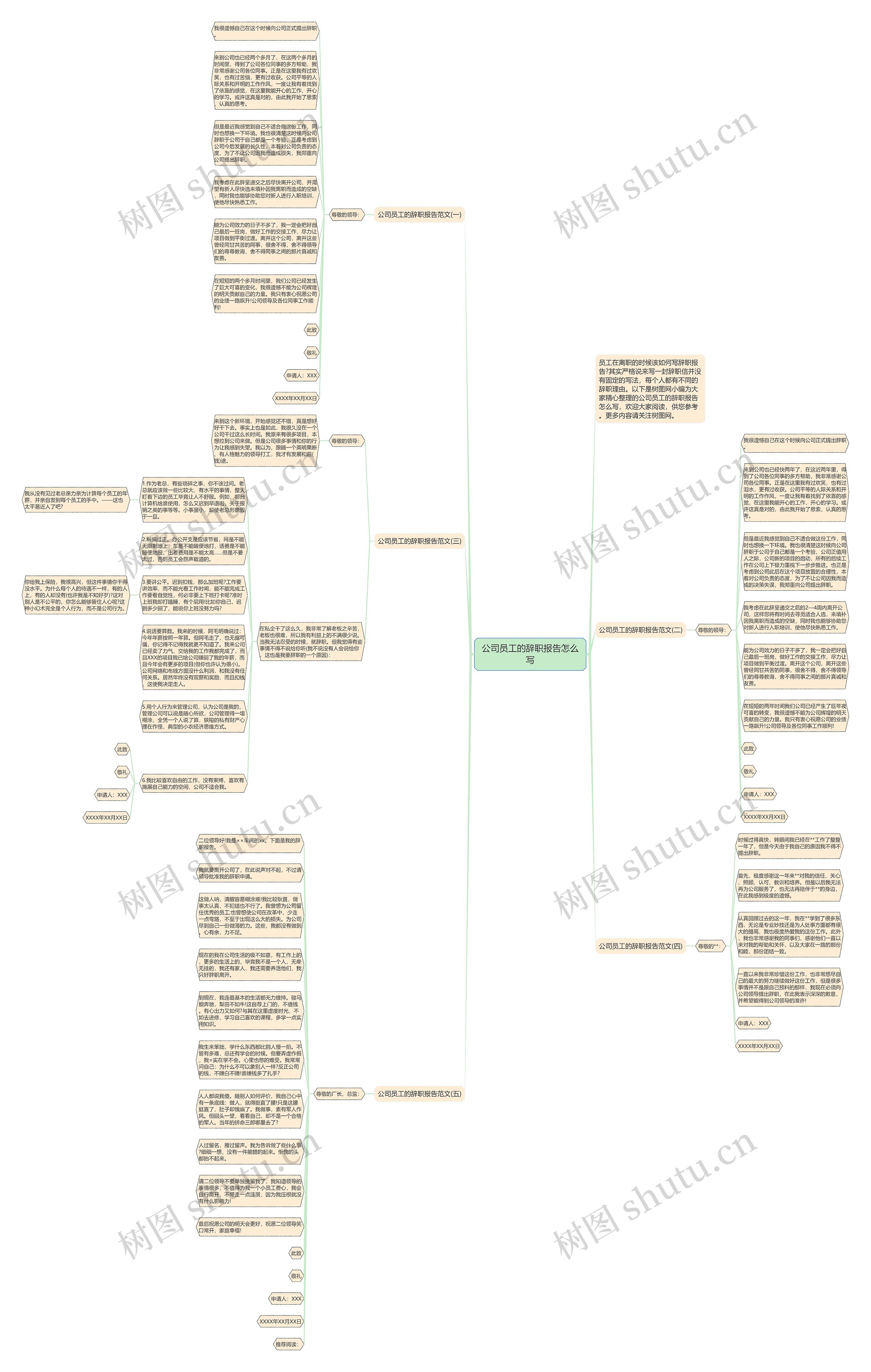 公司员工的辞职报告怎么写思维导图
