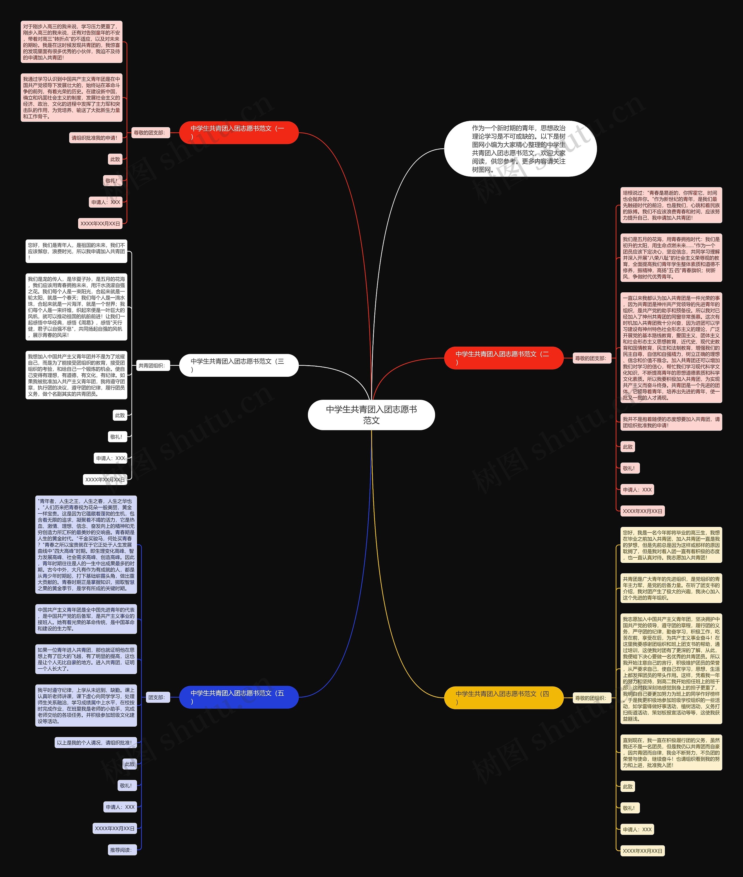 中学生共青团入团志愿书范文思维导图