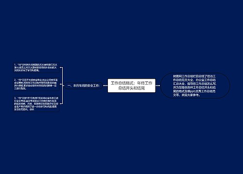 工作总结格式：年终工作总结开头和结尾