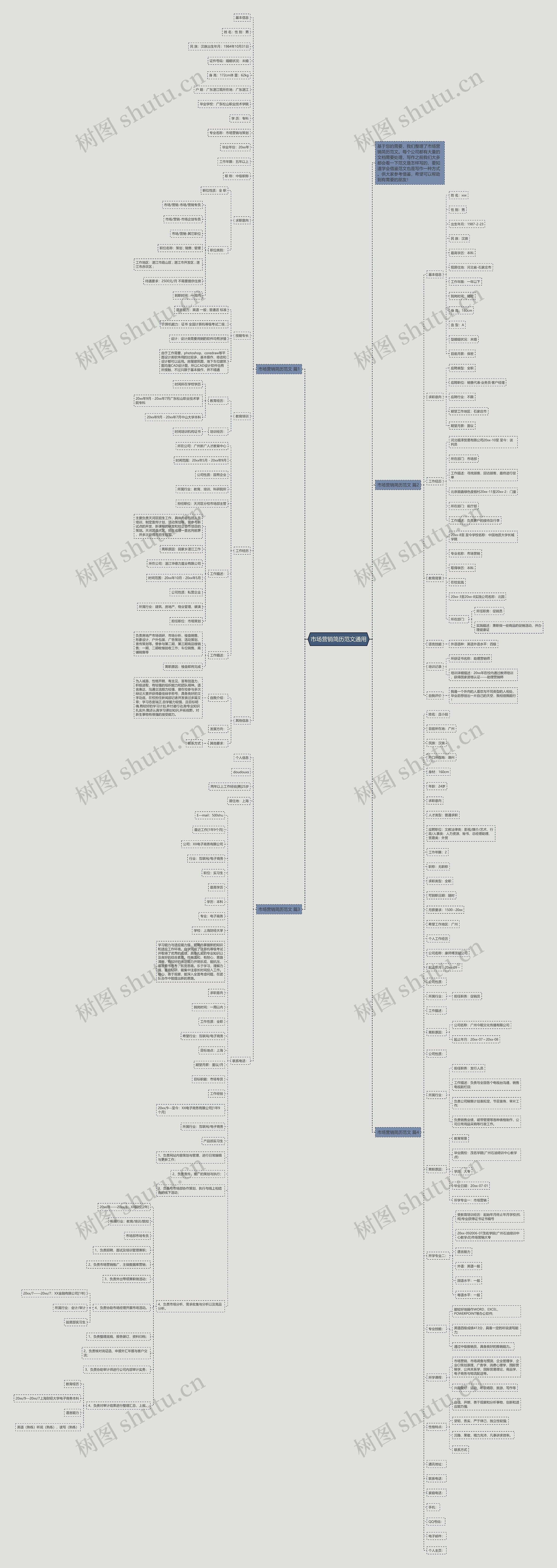 市场营销简历范文通用思维导图