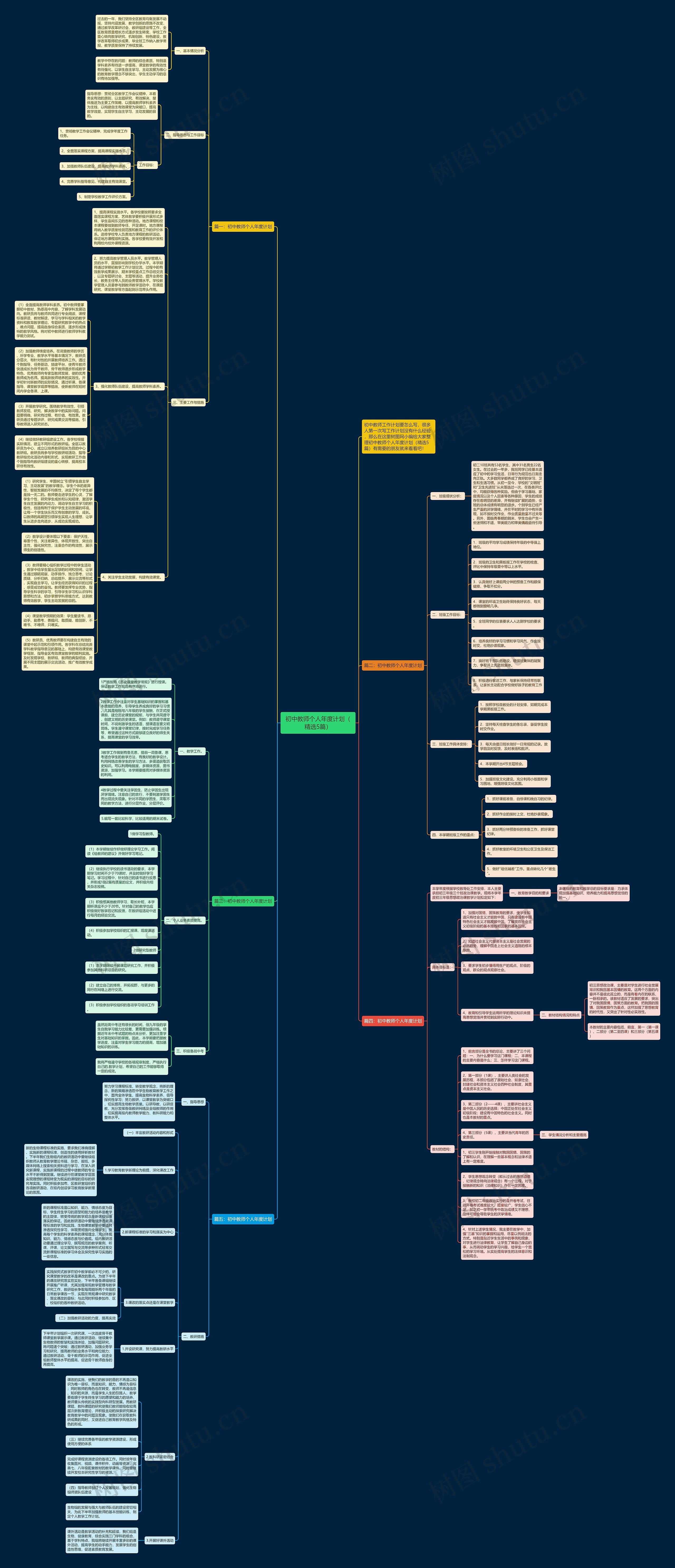 初中教师个人年度计划（精选5篇）思维导图