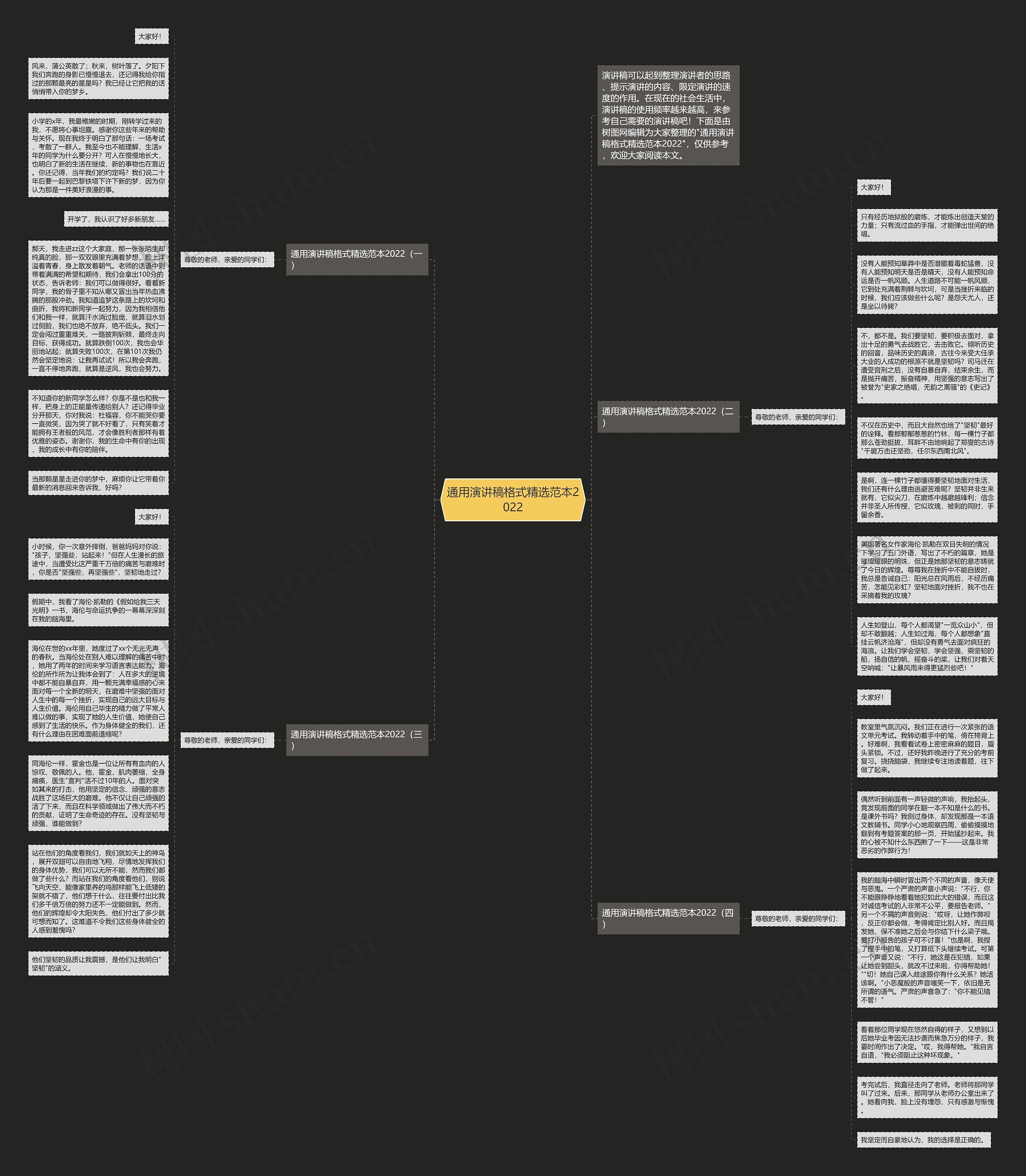 通用演讲稿格式精选范本2022思维导图