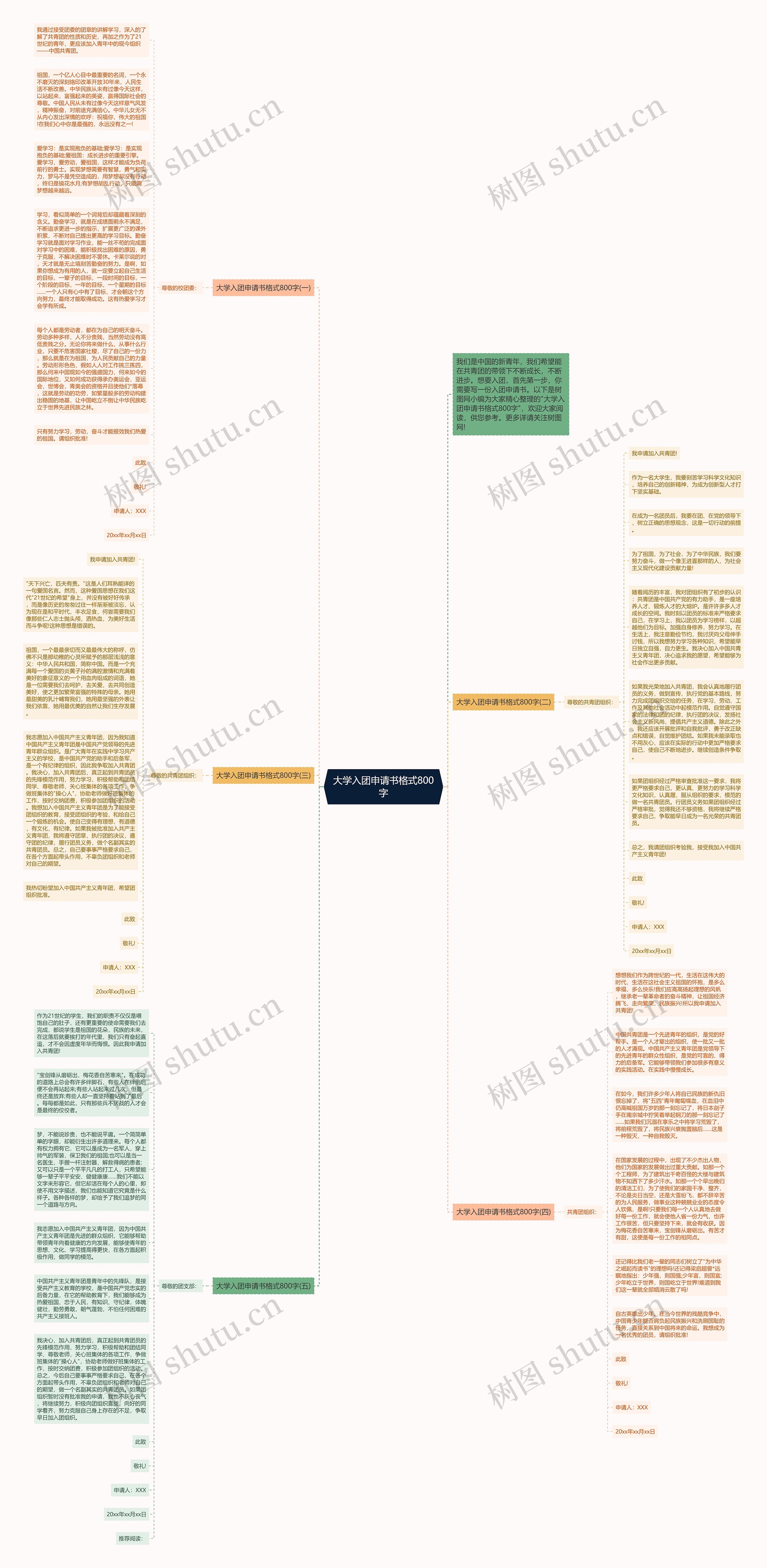 大学入团申请书格式800字思维导图