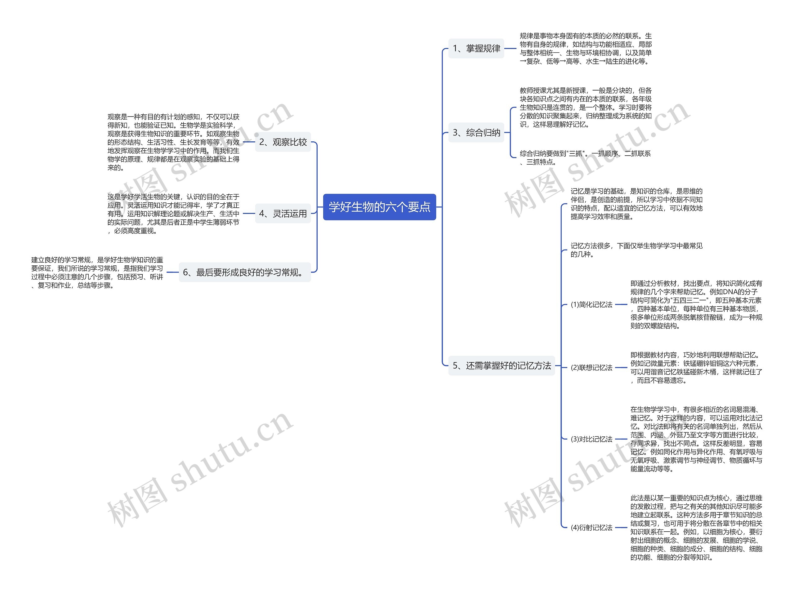 学好生物的六个要点思维导图