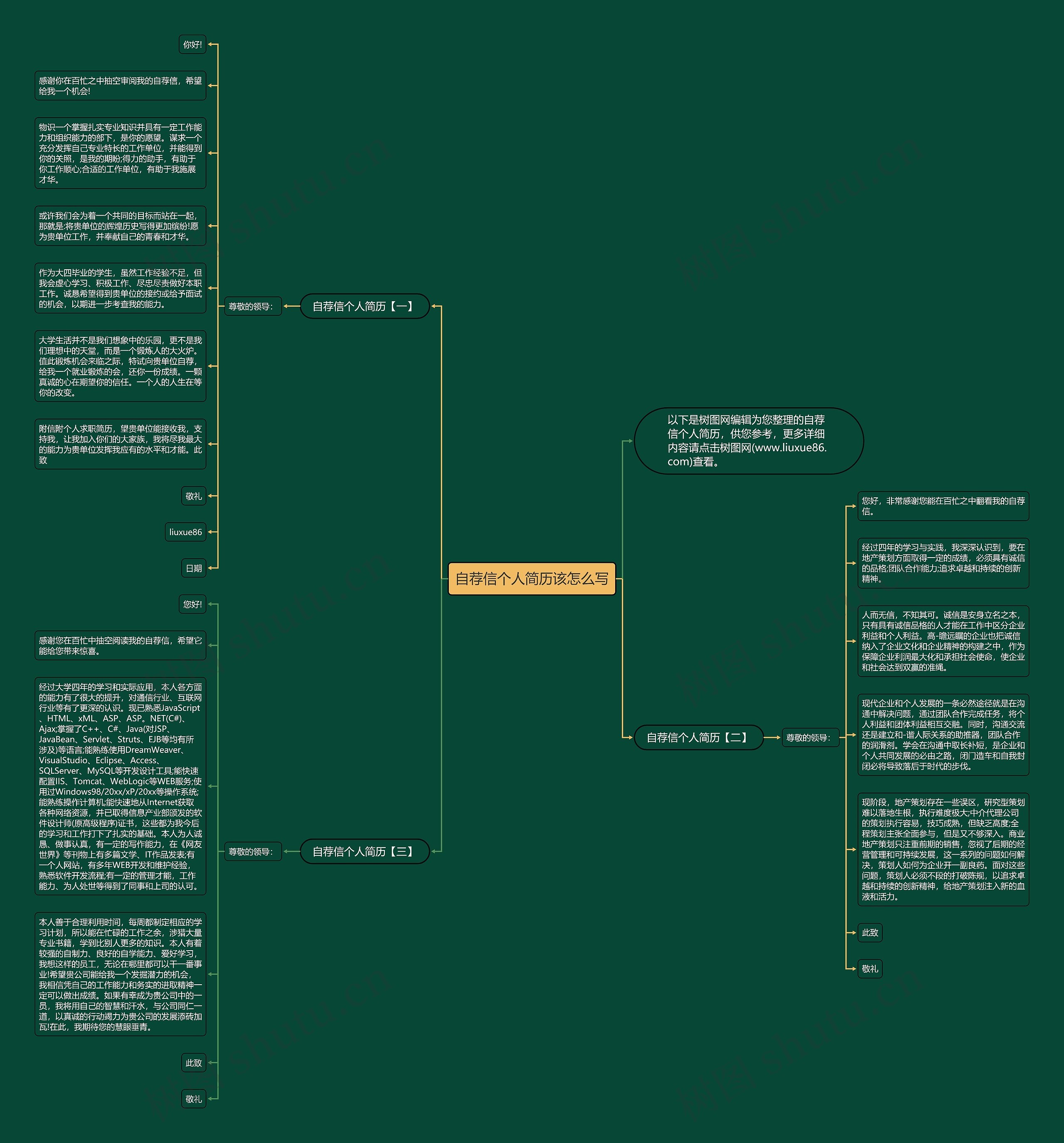 自荐信个人简历该怎么写思维导图