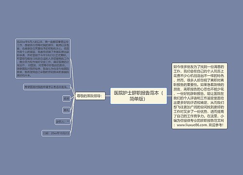 医院护士辞职报告范本（简单版）