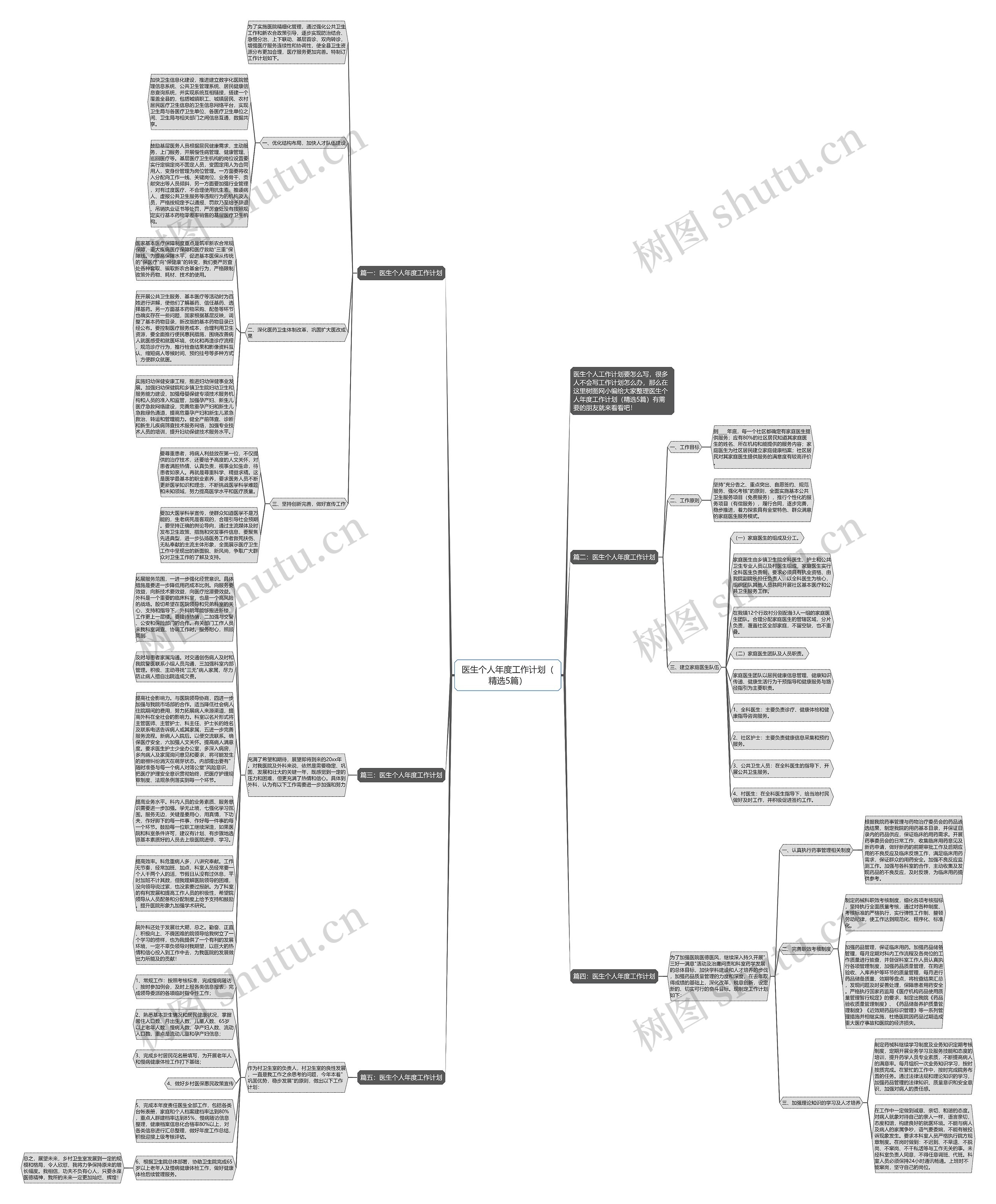 医生个人年度工作计划（精选5篇）思维导图