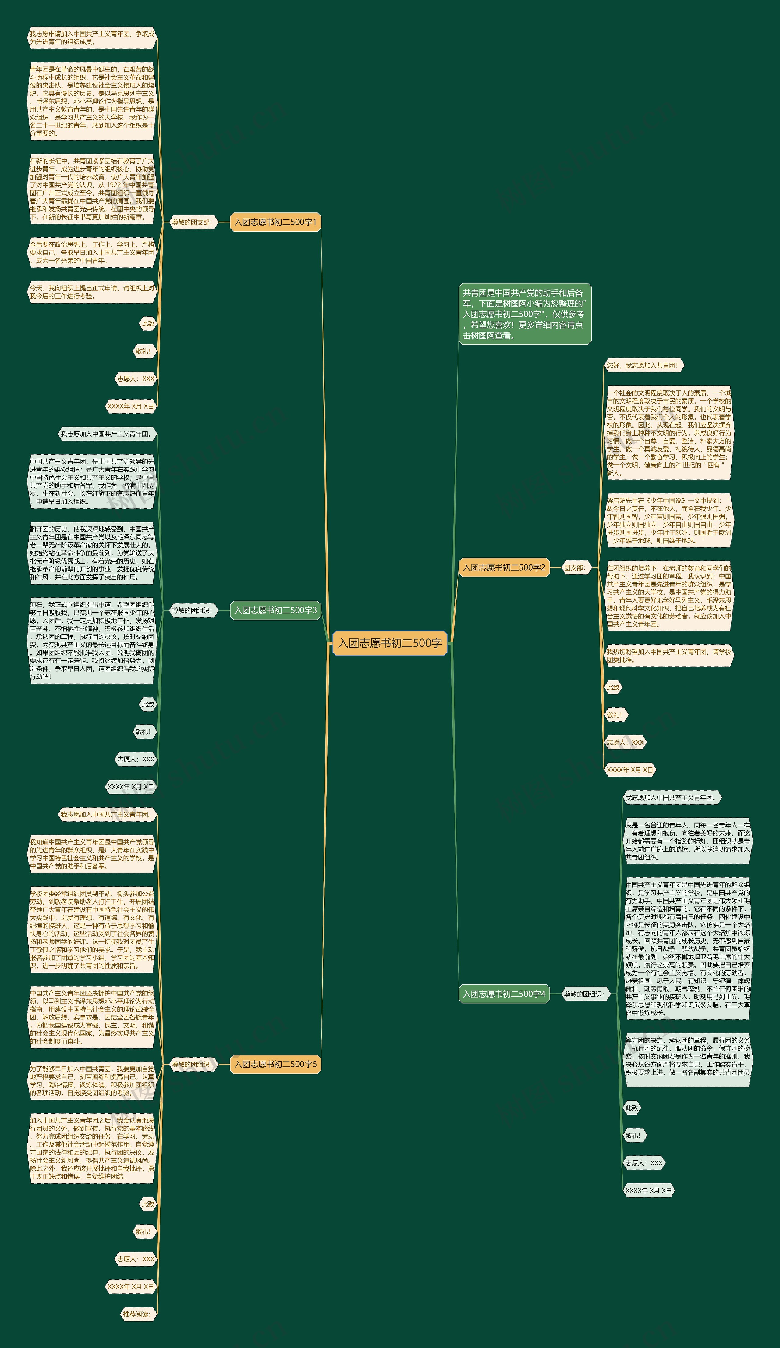 入团志愿书初二500字思维导图