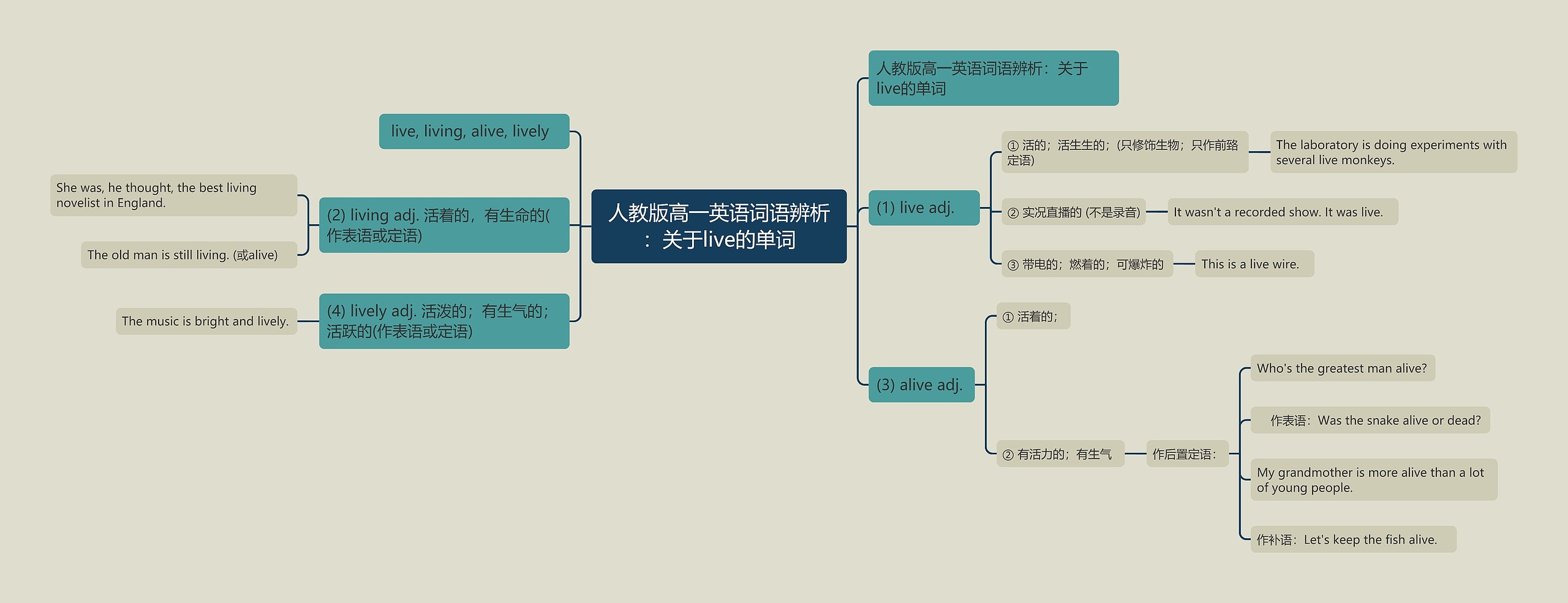 人教版高一英语词语辨析：关于live的单词