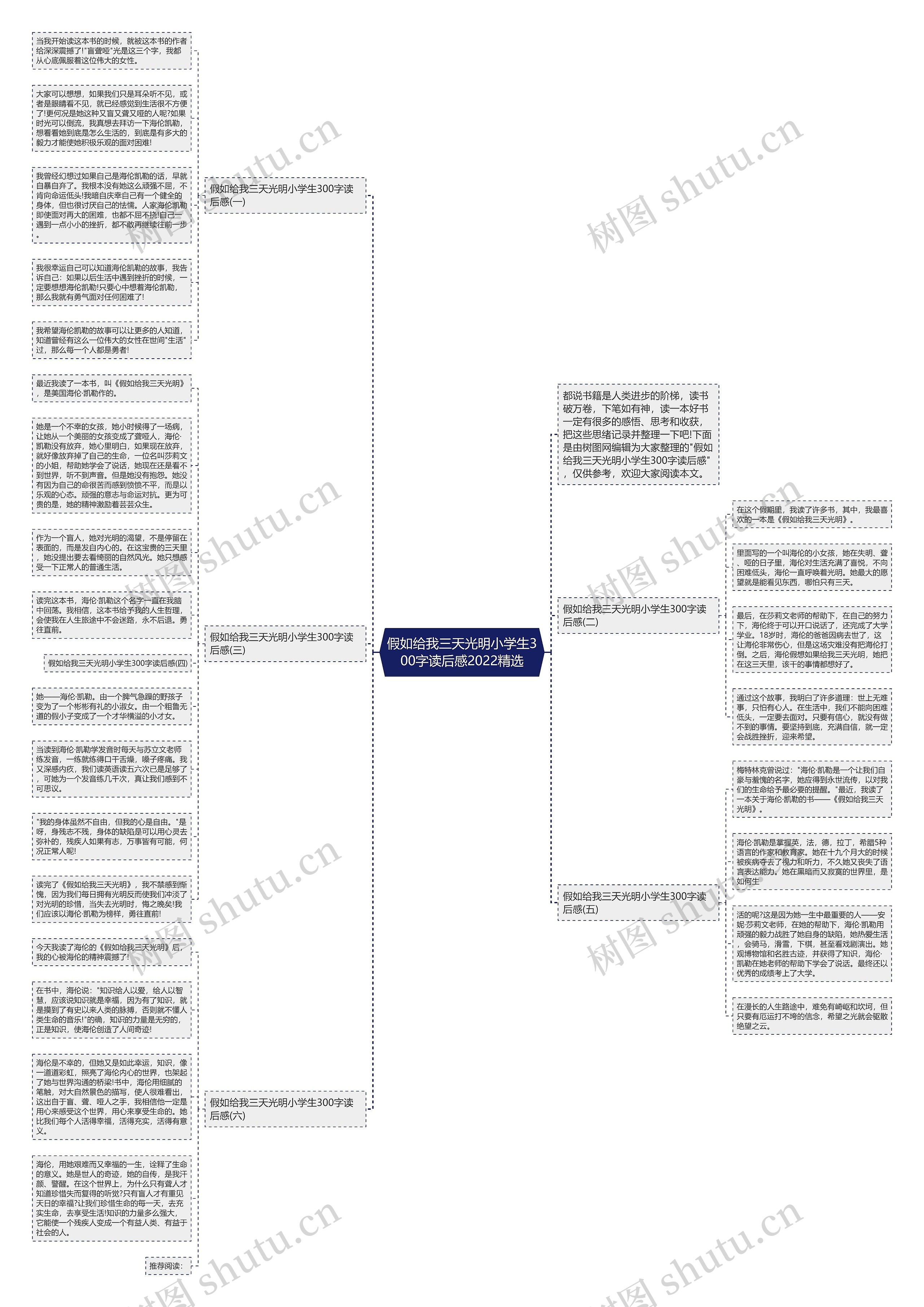 假如给我三天光明小学生300字读后感2022精选思维导图