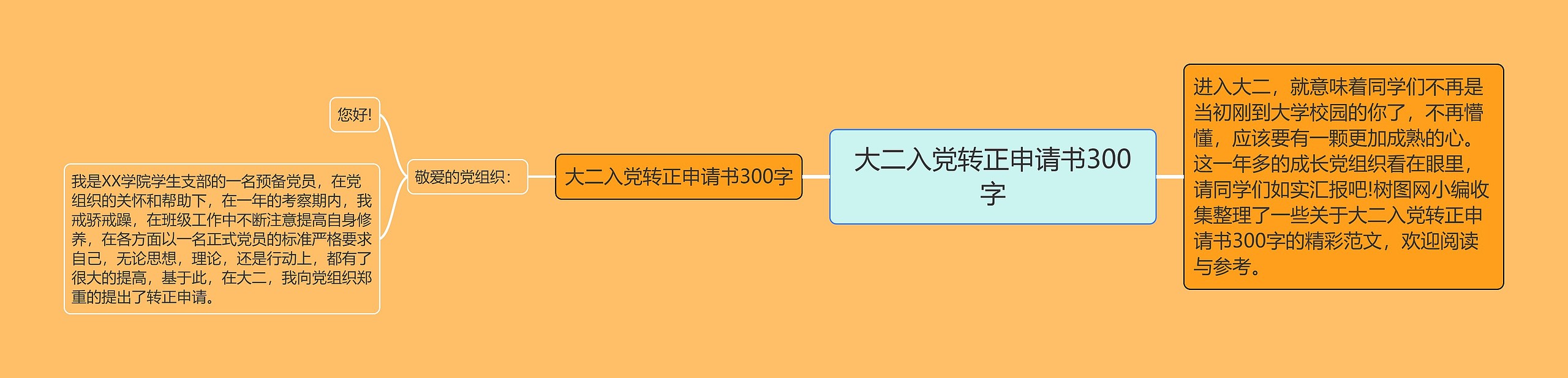 大二入党转正申请书300字思维导图