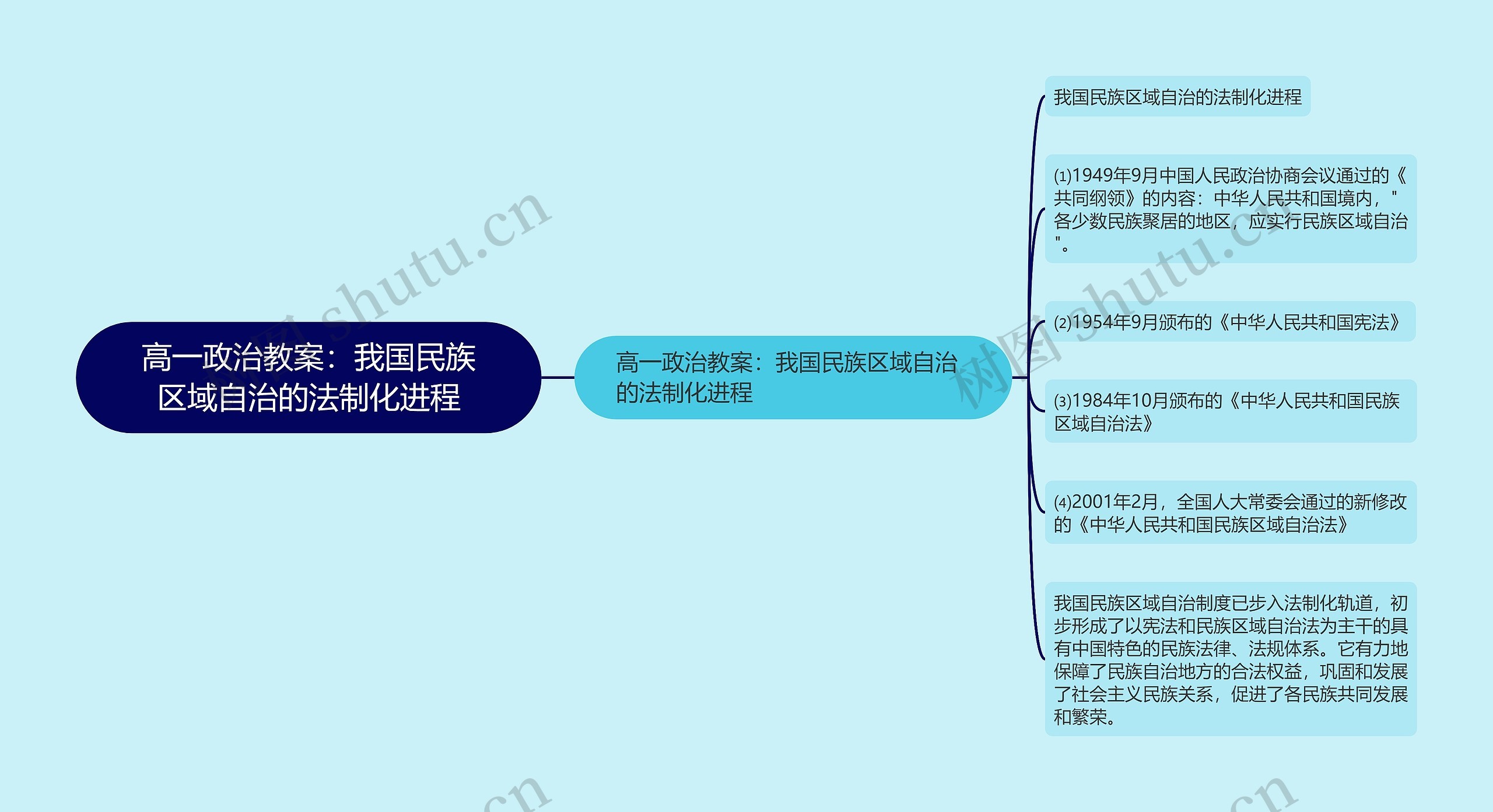 高一政治教案：我国民族区域自治的法制化进程思维导图