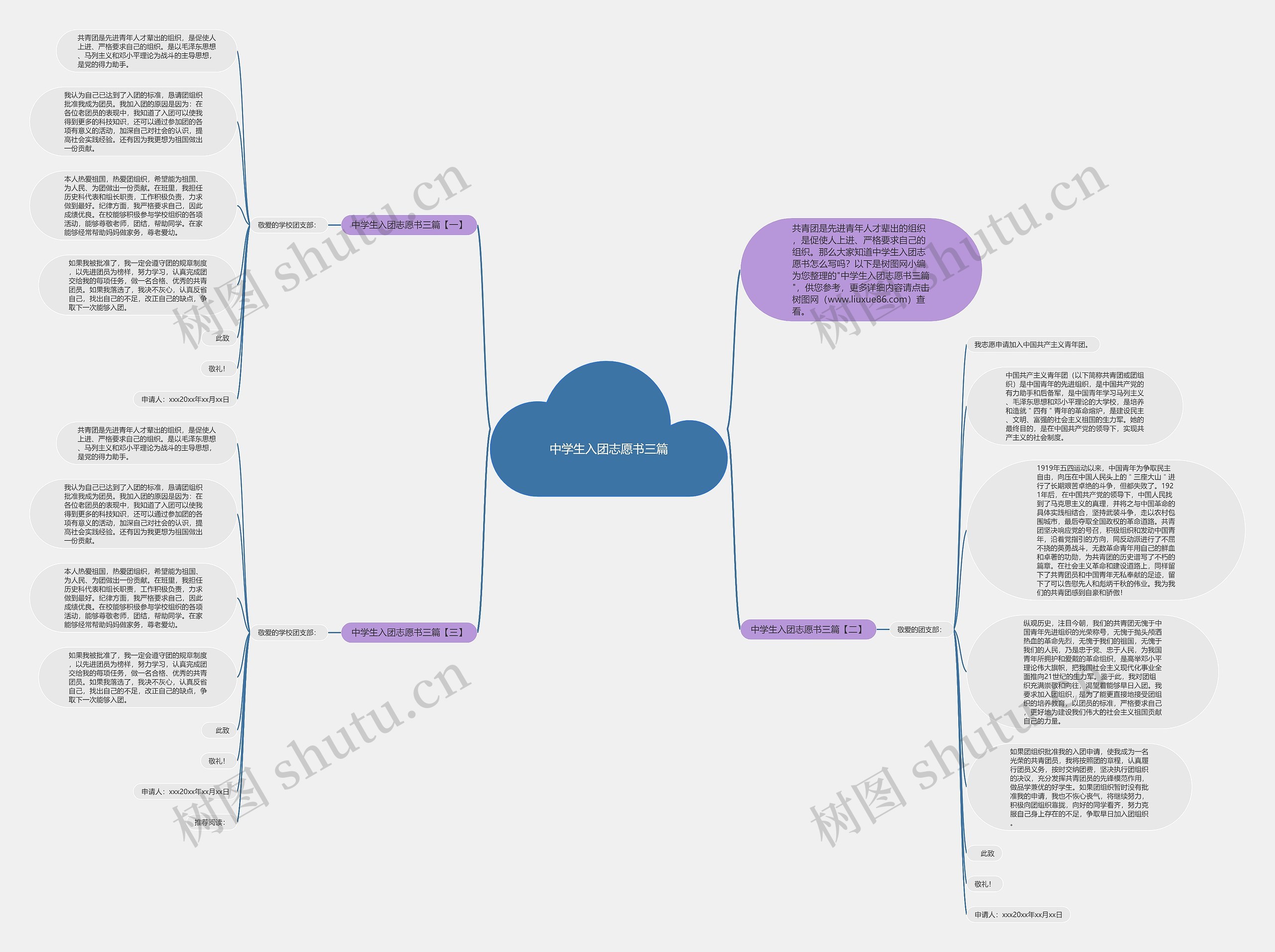 中学生入团志愿书三篇思维导图
